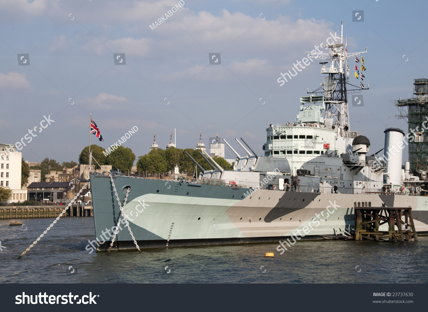 A Warship On The River Thames In London Stock Photo 23737630 : Shutterstock