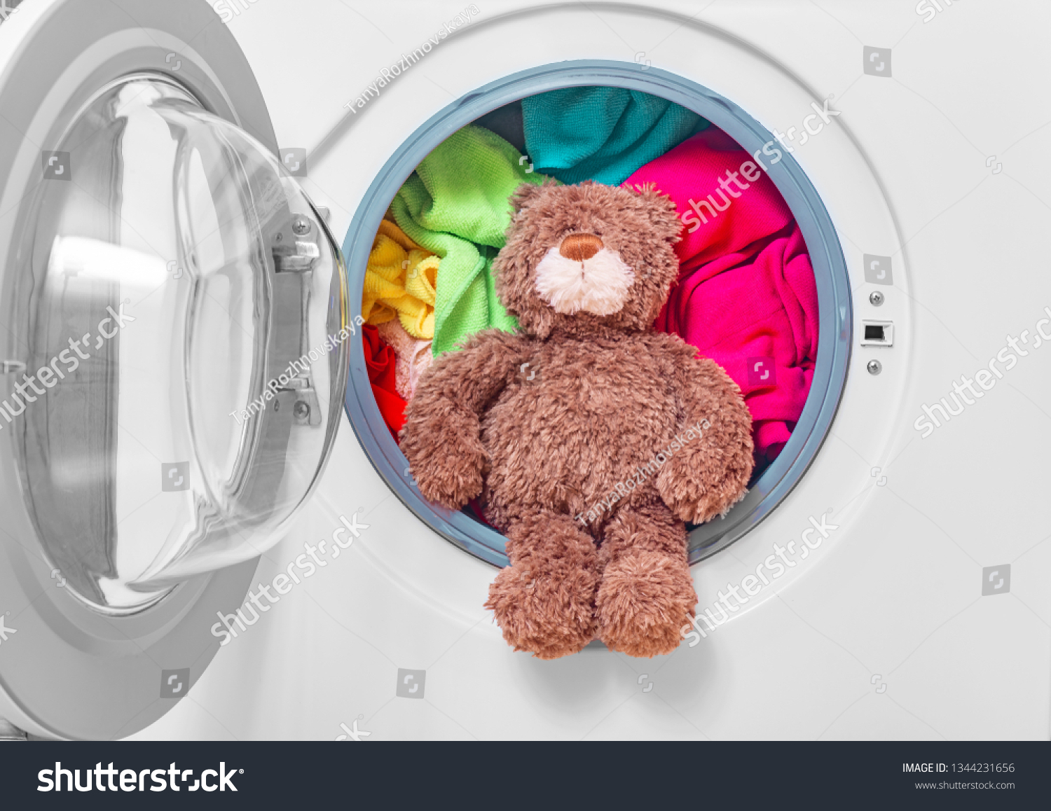 teddy bear in washing machine