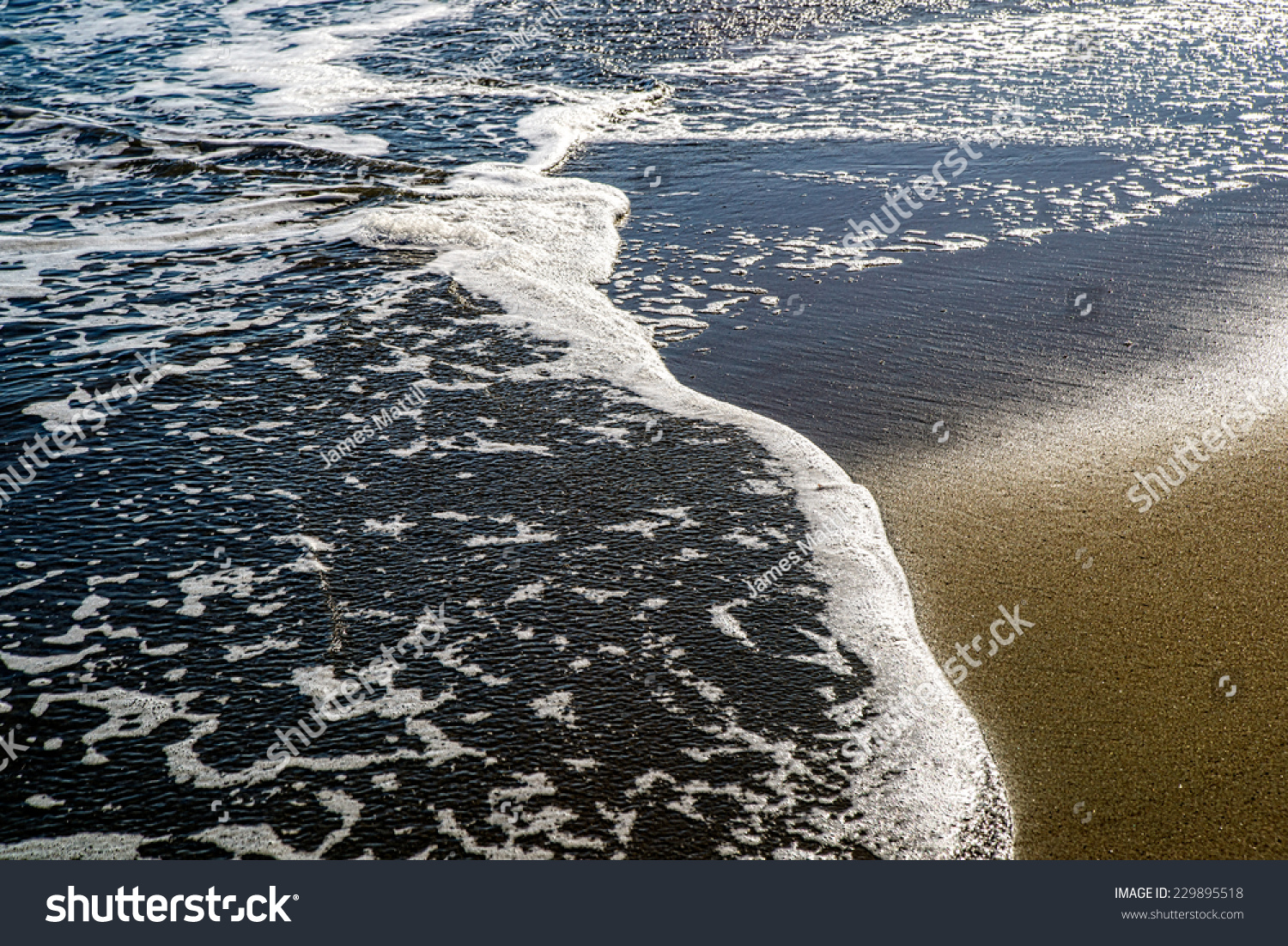 A Wave Gently Washes Along The Pacific Ocean Shore. Stock Photo ...