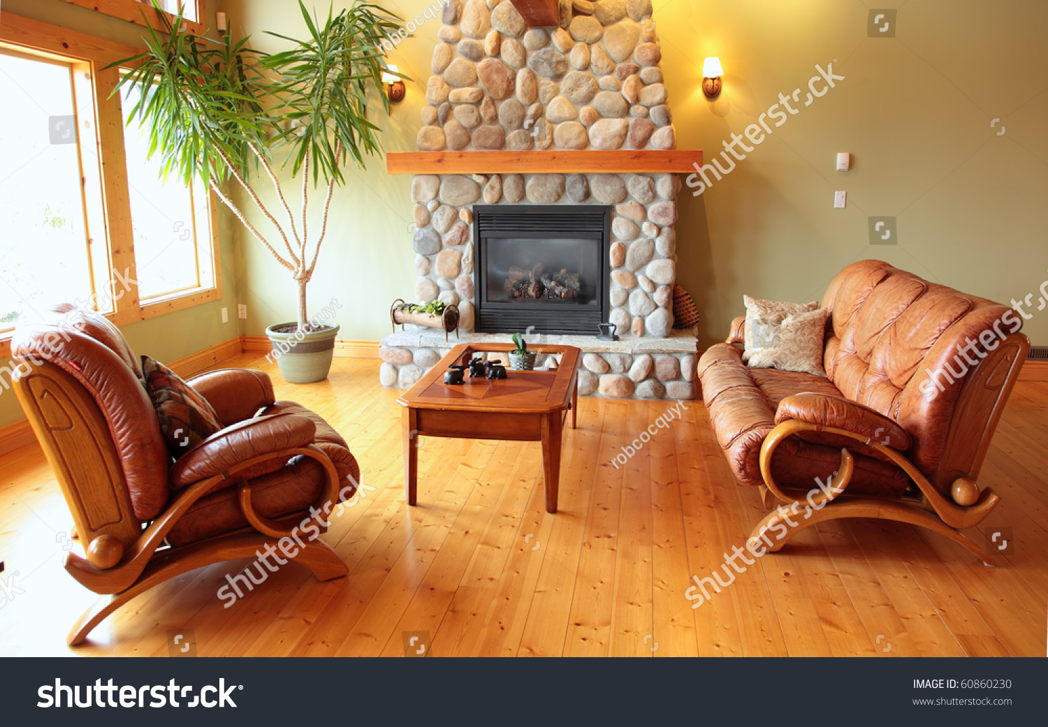 West Coast Living Room River Rock Stock Photo Edit Now 60860230