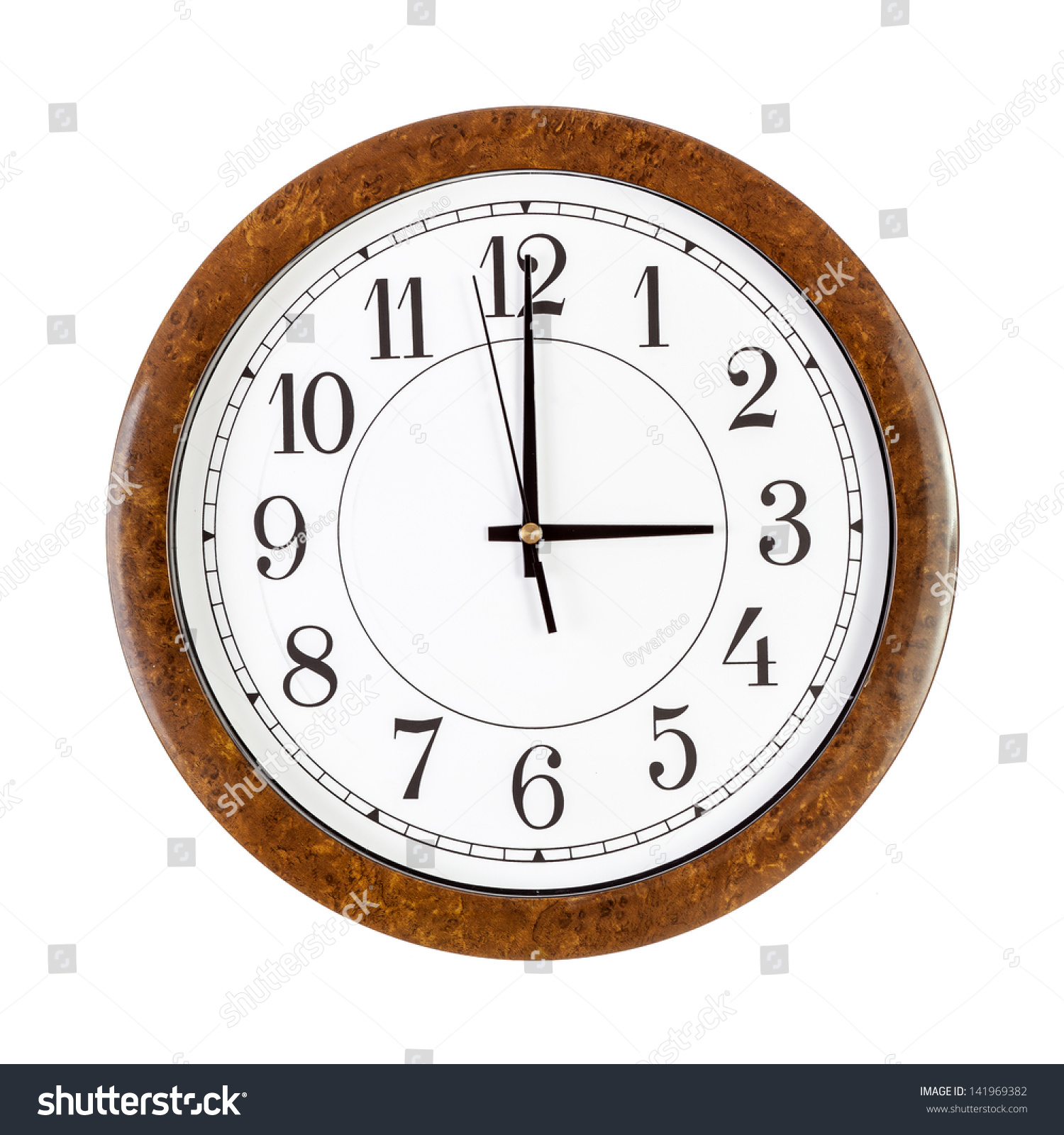 White Clock Face Showing 3 Oclock Stock Photo 141969382 