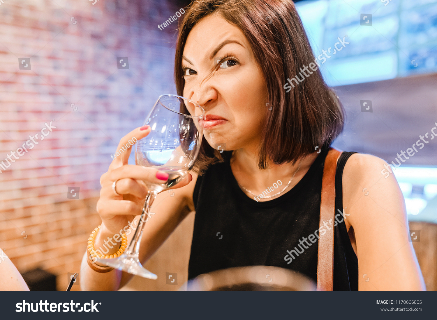 Woman Tasting Tries Smells Aroma Ugly Stock Image Download Now