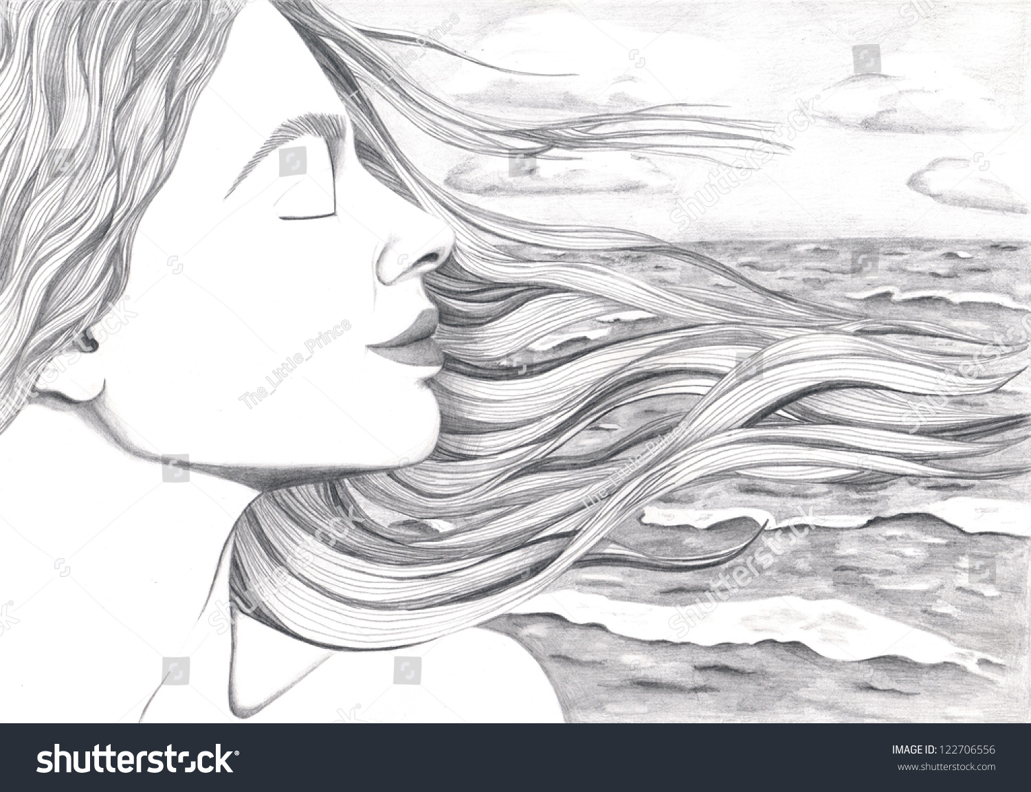 Womans Face Hair Streaming Wind On Stock Photo Edit Now