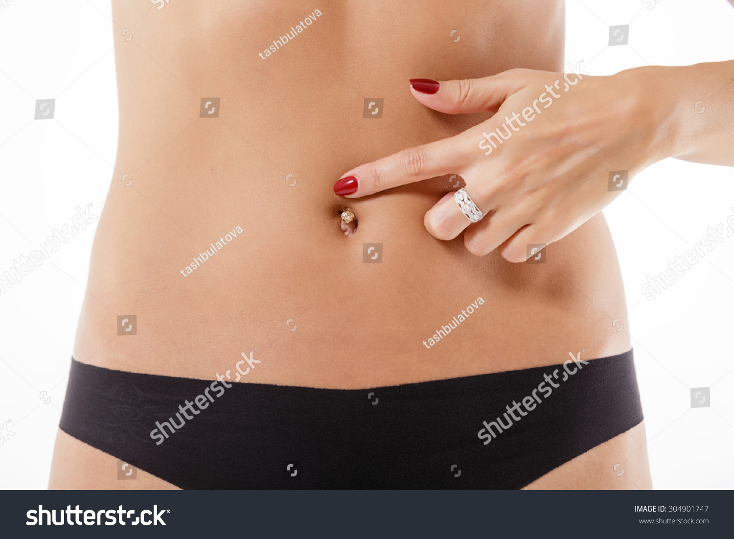 Woman Showing Navel Ring Closeup Stock Photo 304901747 Shuttersto