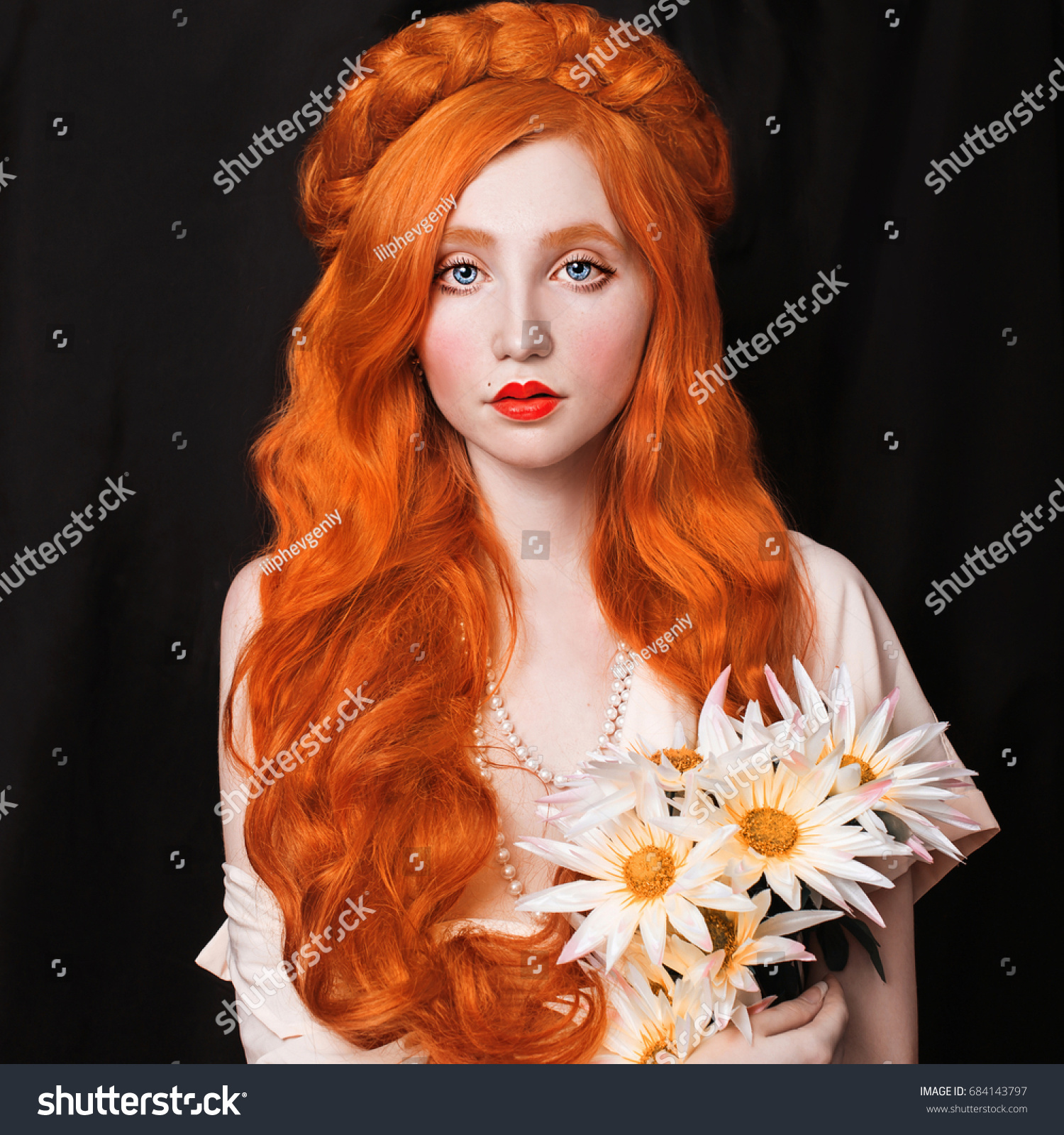 Woman Pale Skin Long Red Hair Stock Photo Edit Now 684143797