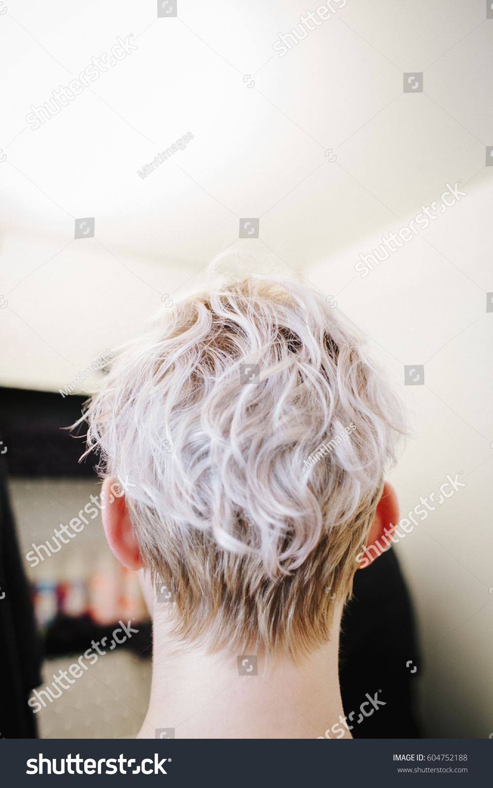 Woman Short Dyed Ash Blonde Hair Stock Photo Edit Now 604752188