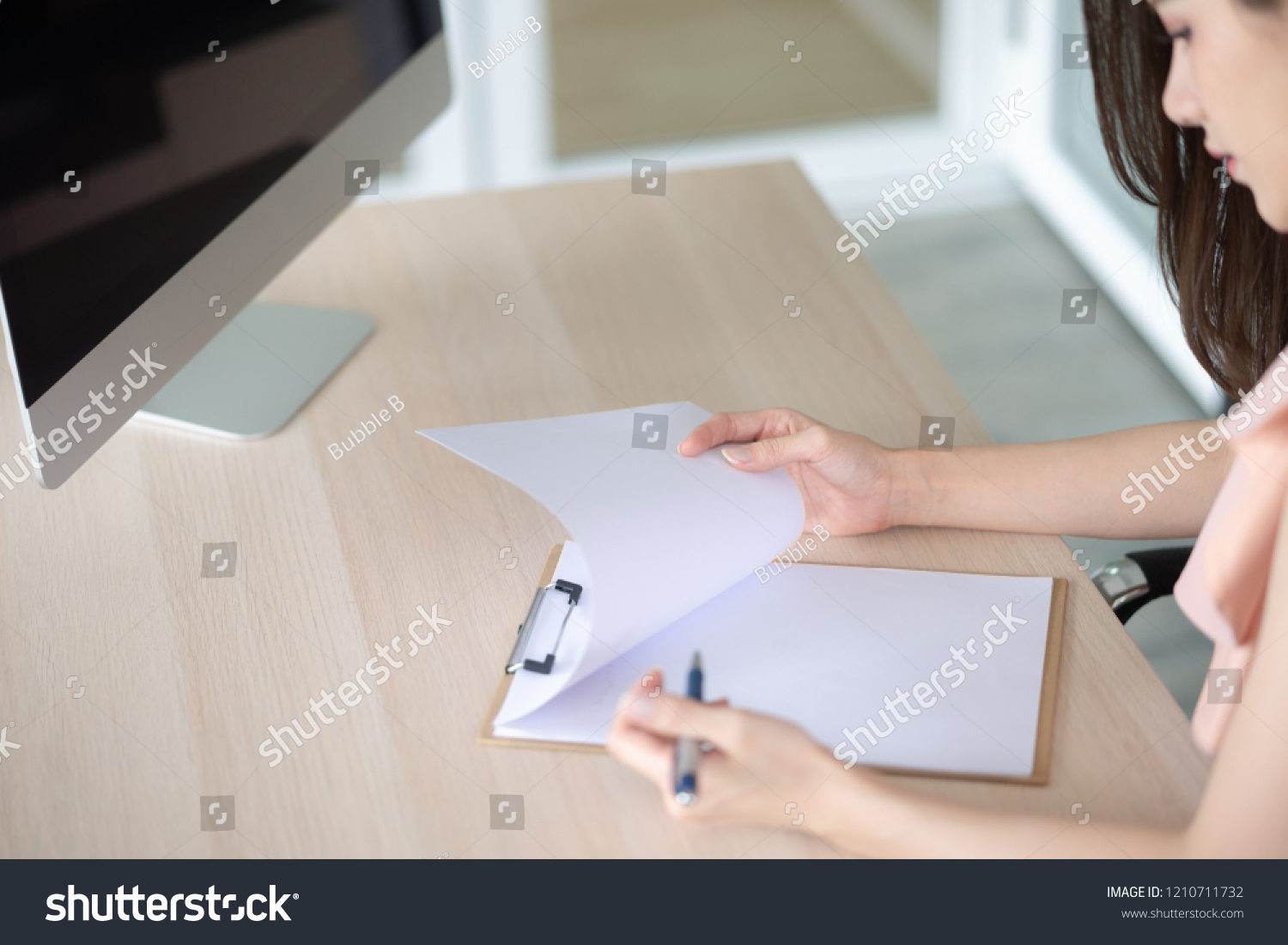 Working Woman Sitting Her Desk Office Stock Photo Edit Now