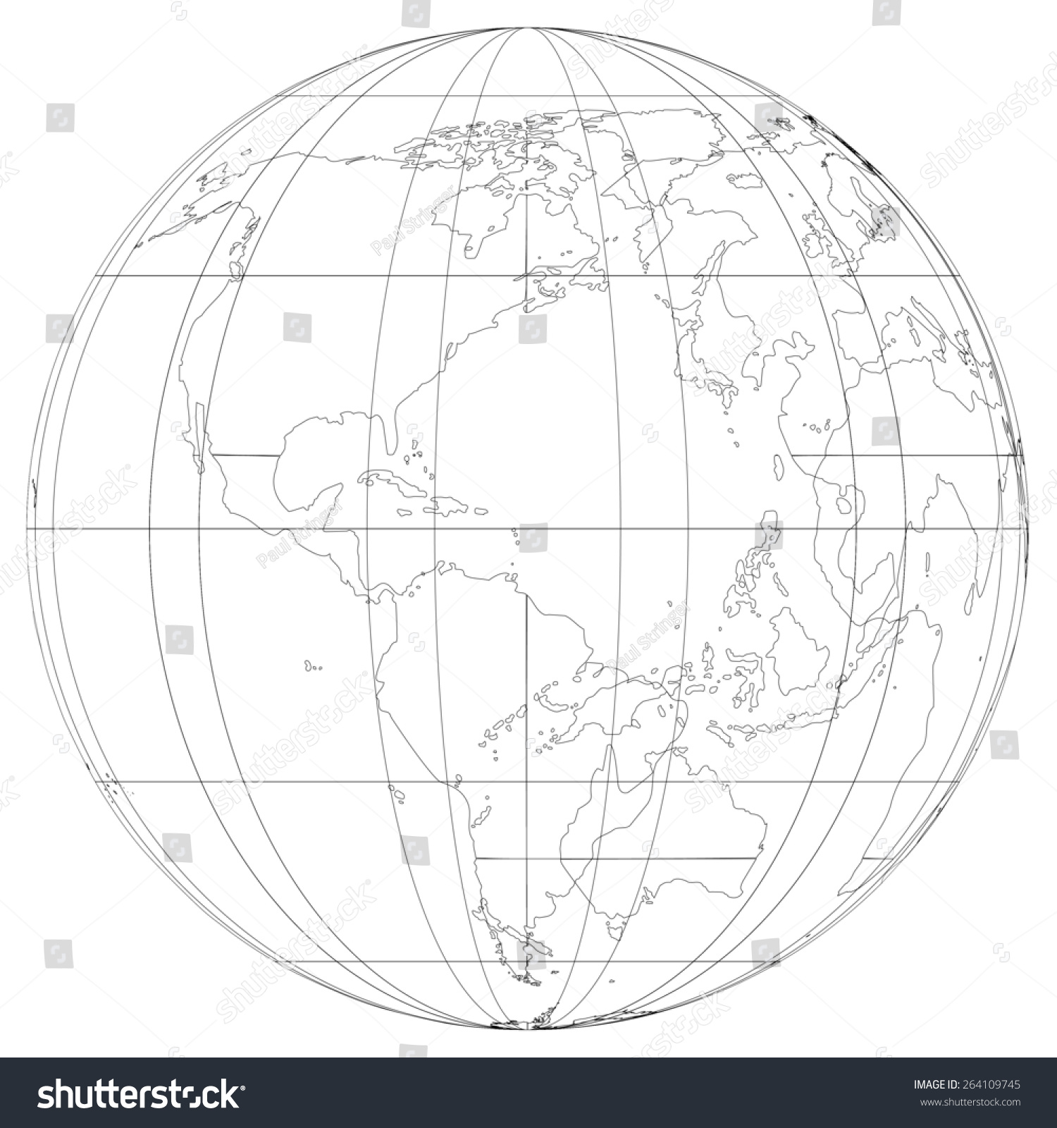 World Map Globe Detail Illustration Stock Illustration 264109745 ...