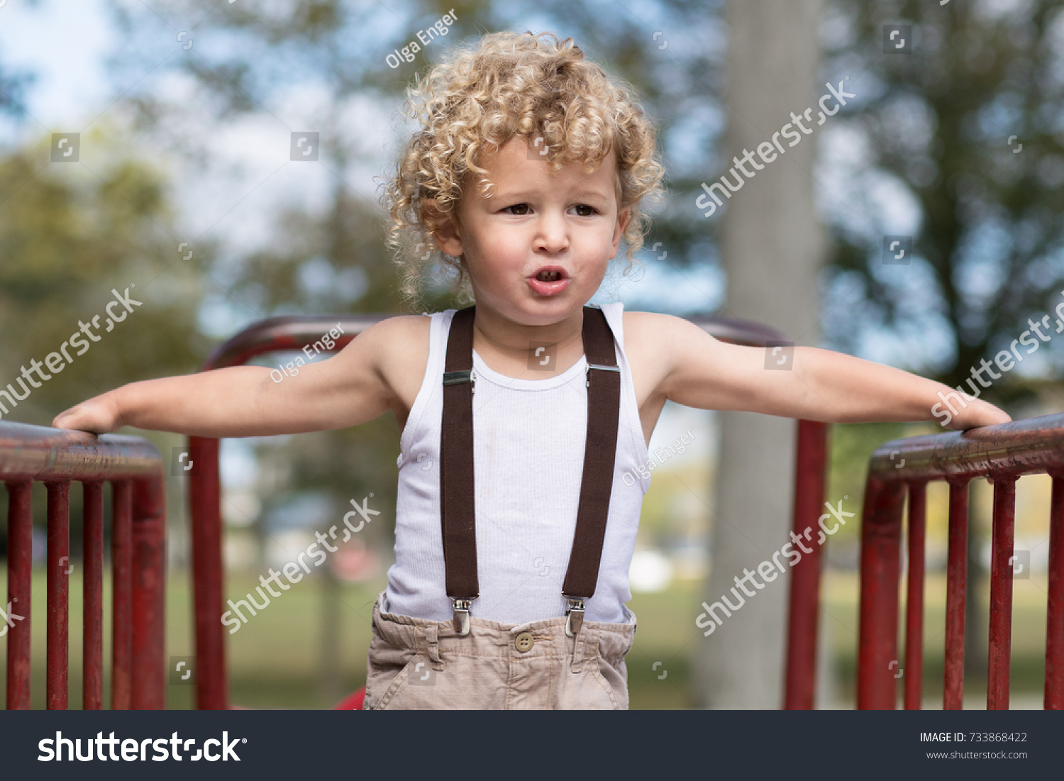 Young Boy Long Curly Blonde Hair Stock Photo Edit Now 733868422