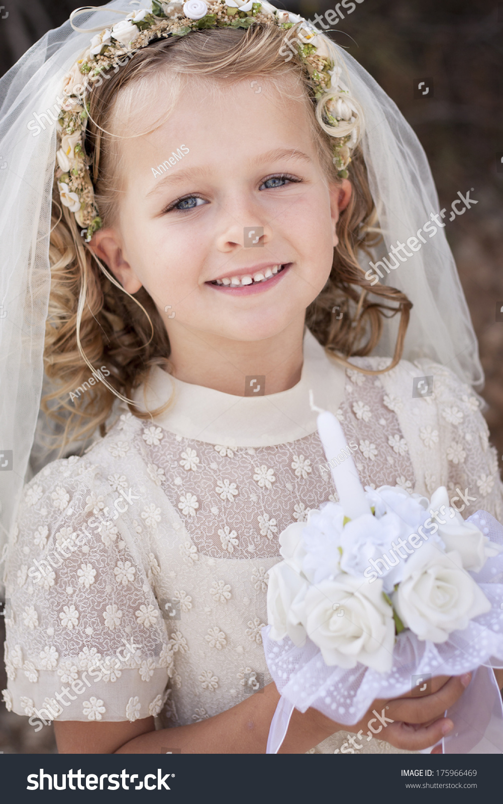 A Young Child Doing Her First Holy Communion Stock Photo 175966469 ...