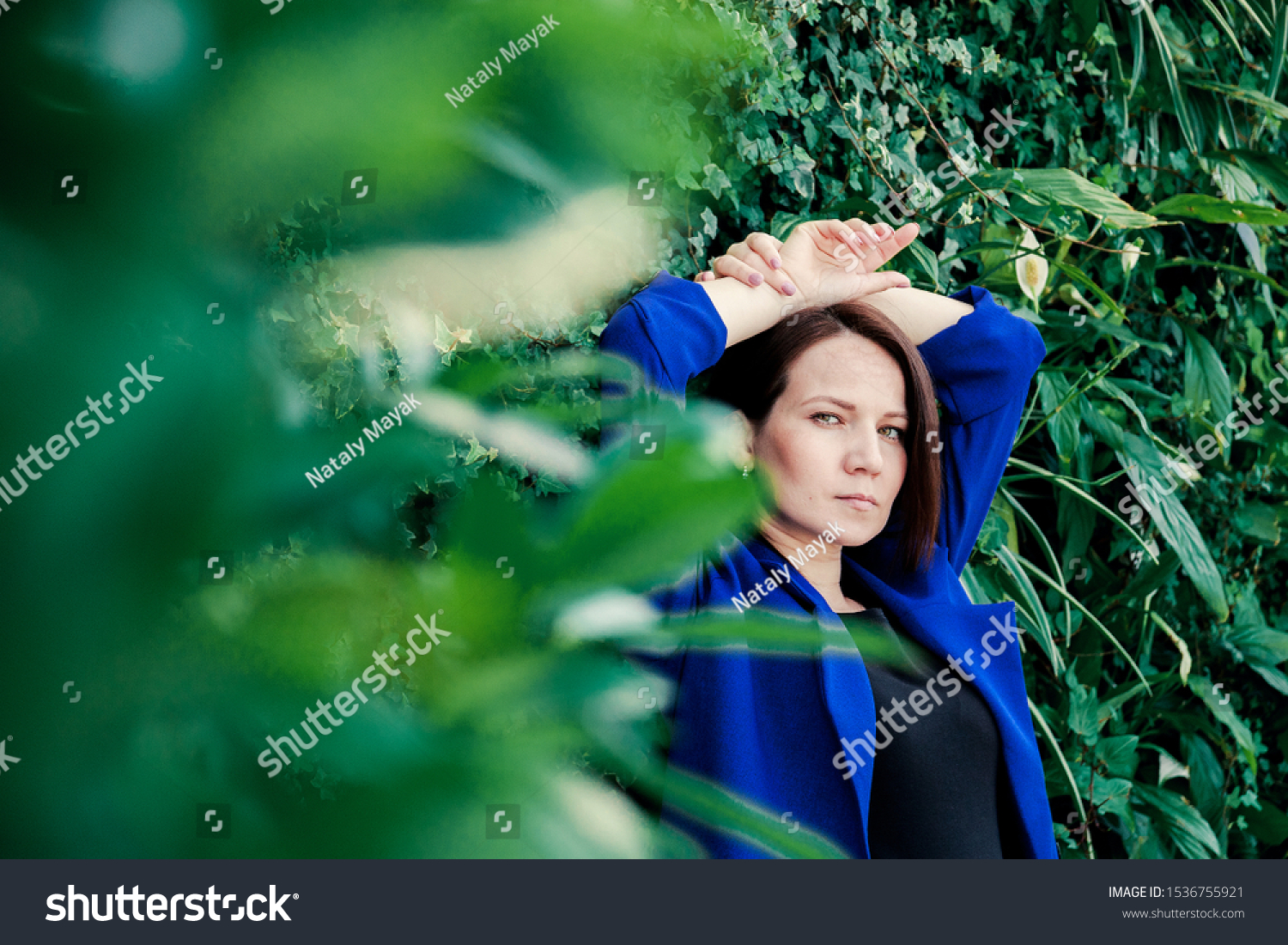 Young Cute Girl Blue Suit Posing Stock Photo 1536755921 Shutterstock