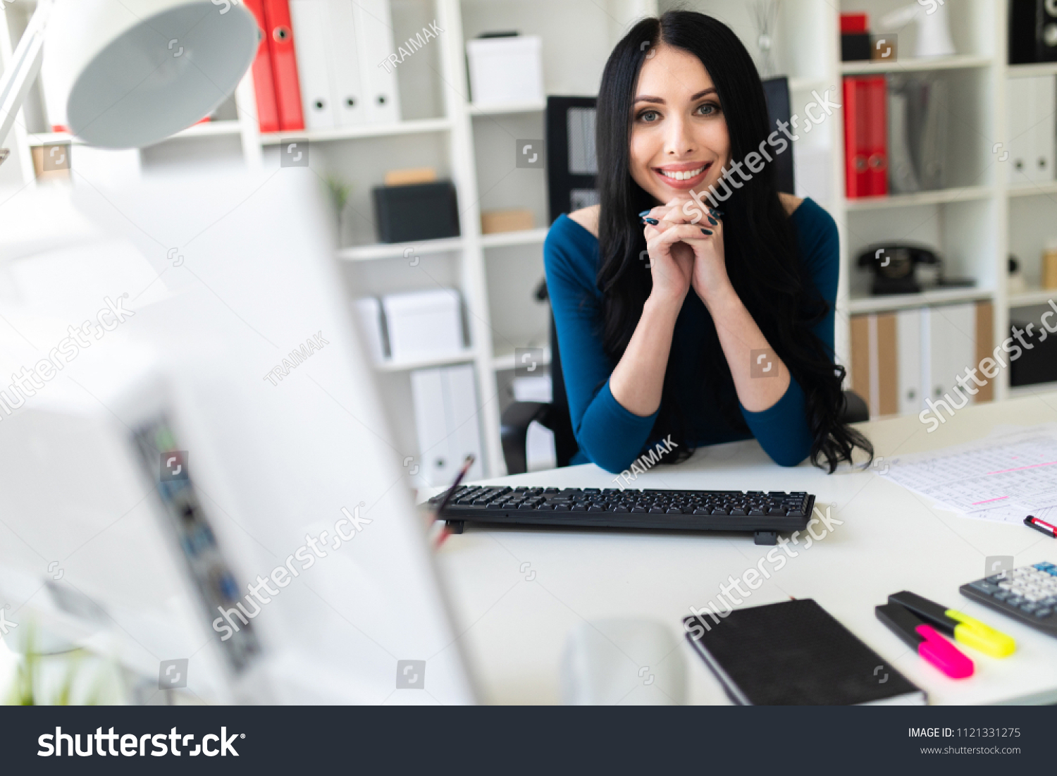 Young Girl Sitting Office Table Stock Photo (Edit Now) 1121331275