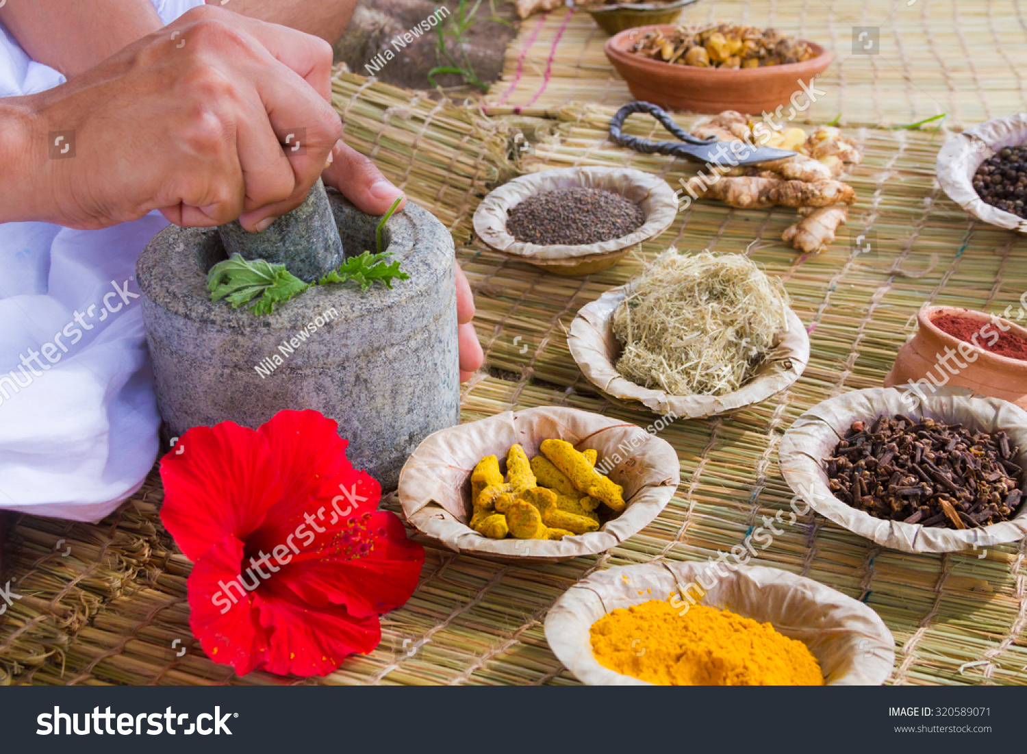 A Young Man Preparing Ayurvedic Medicine In The Traditional Manner In ...