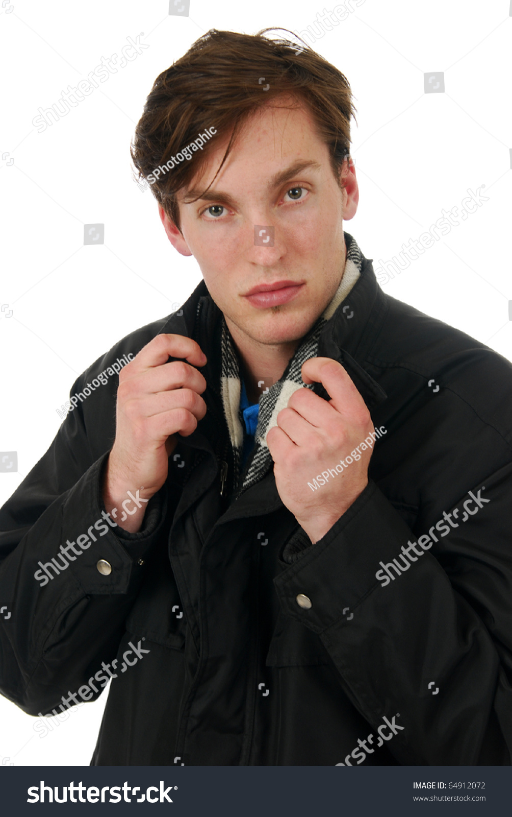 Young Man Pulling His Collar Stock Photo 64912072 - Shutterstock
