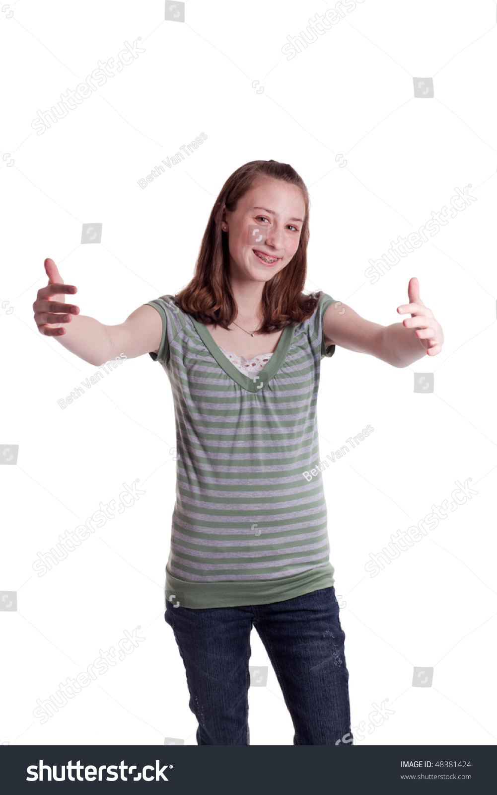A Young Teenage Girl Reaching For A Hug Stock Photo 48381424 : Shutterstock