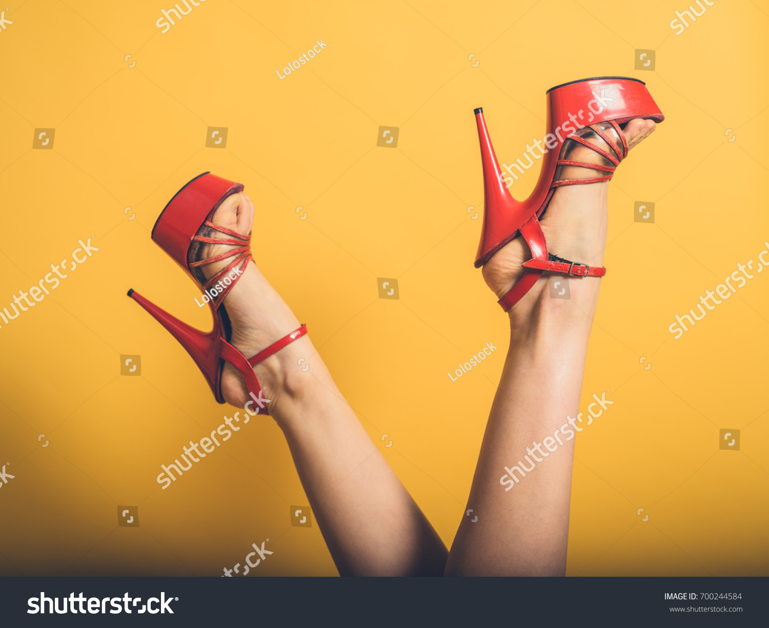 orange stripper heels