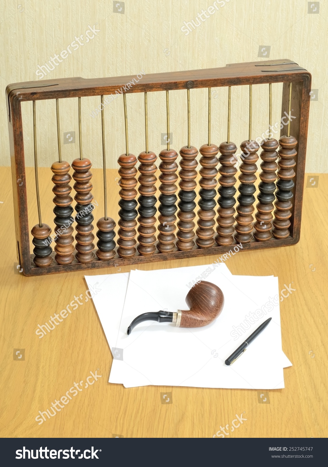 Abacus Arithmetical Old Accountants Sheets Paper Stock Photo Edit Now 252745747
