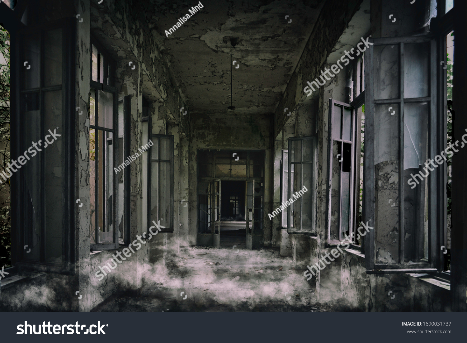 Abandoned Building Smoke Fog Stock Photo 1690031737 | Shutterstock