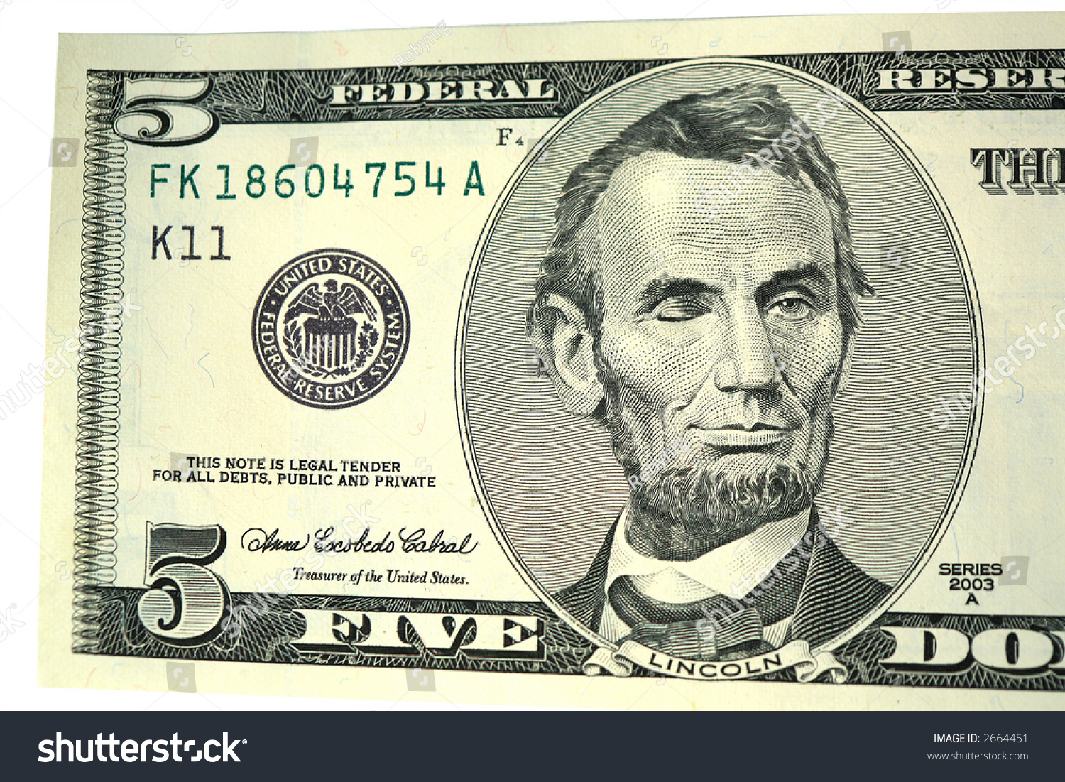 Abraham Lincoln On Five Dollar Bill Stock Photo 2664451 - Shutterstock