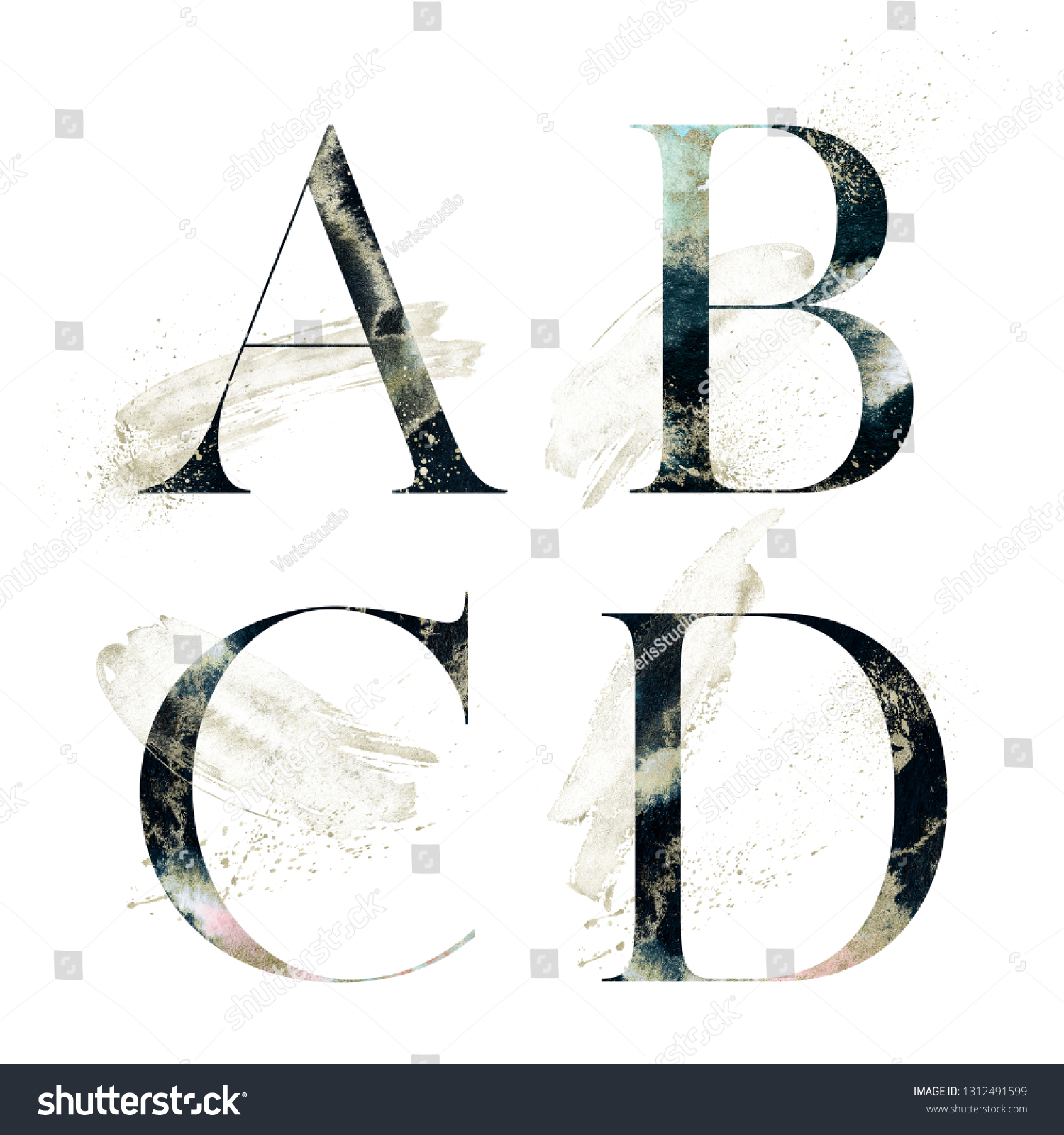 Download Abstract Alphabet Font Set Textured Letters Stock Illustration 1312491599