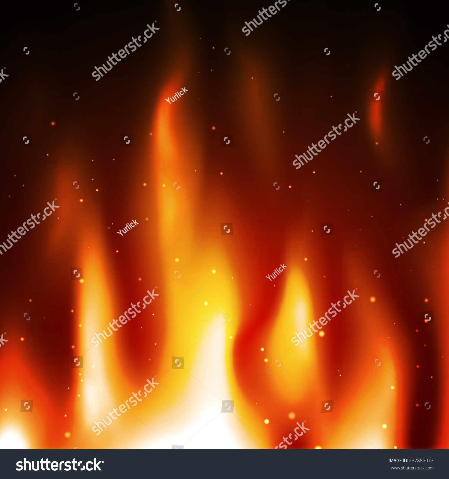 Abstract Background With Bright Red Burning Fire Flames In Night. Fiery ...