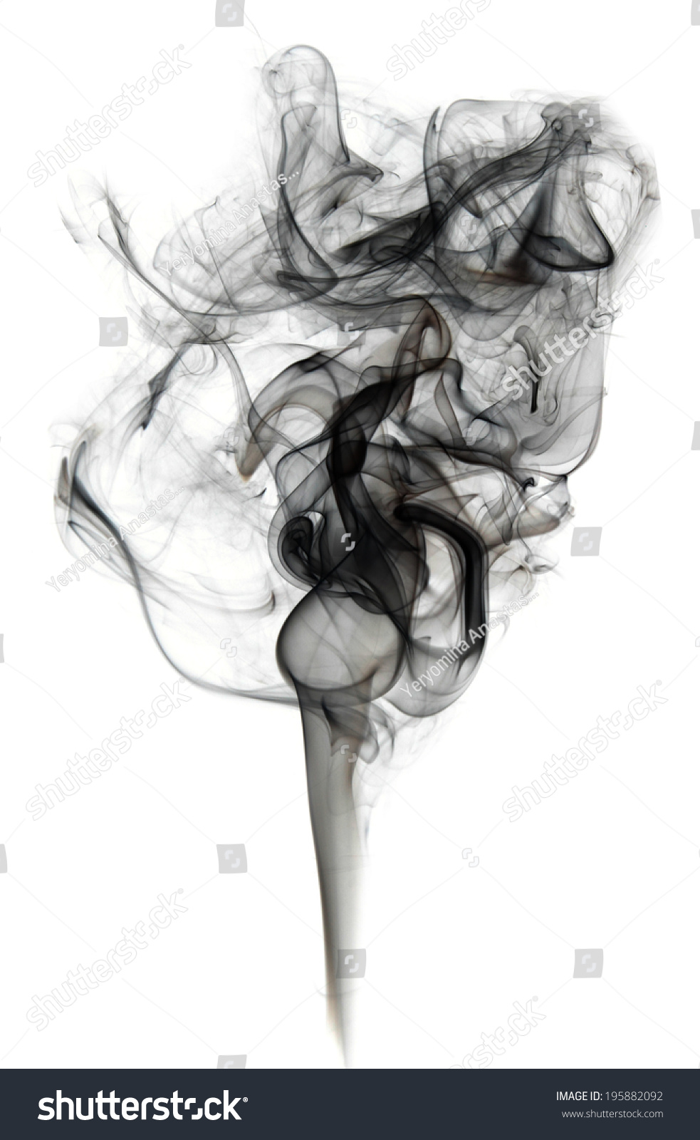 Abstract Black Smoke Swirls Over White Background Stock Photo 195882092 ...