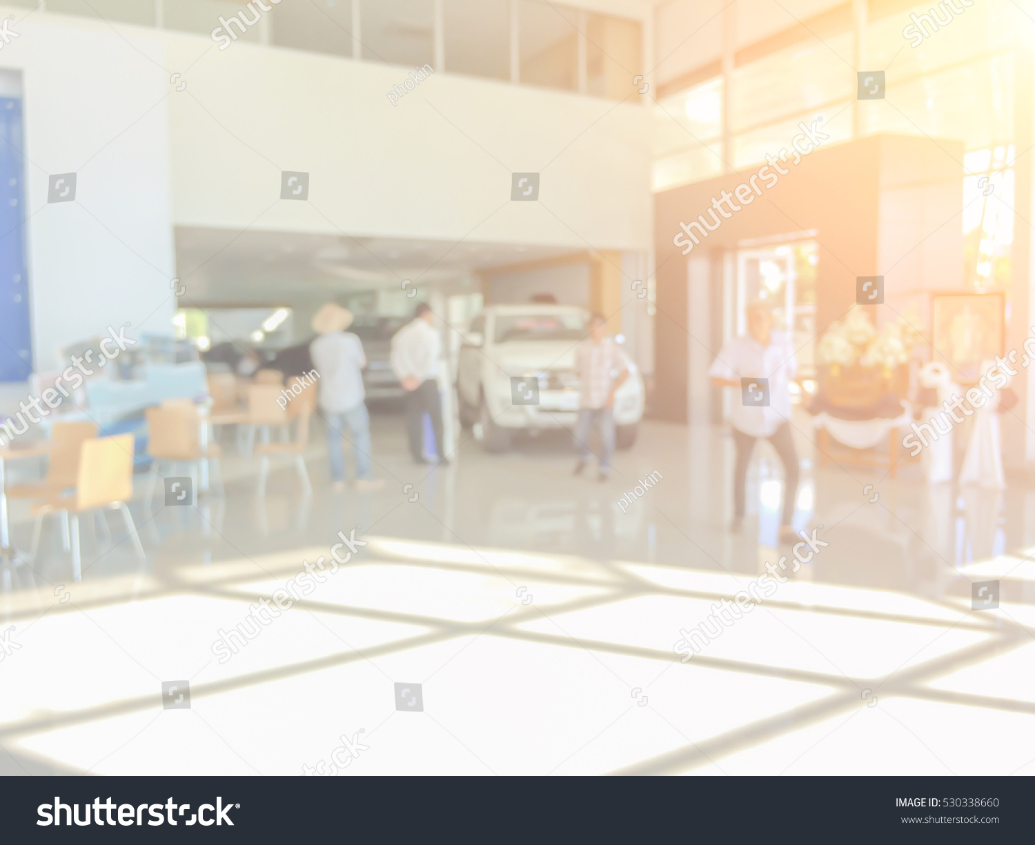 stock photo abstract blur showroom interior for background office car blurry sales blurred business shop new 530338660