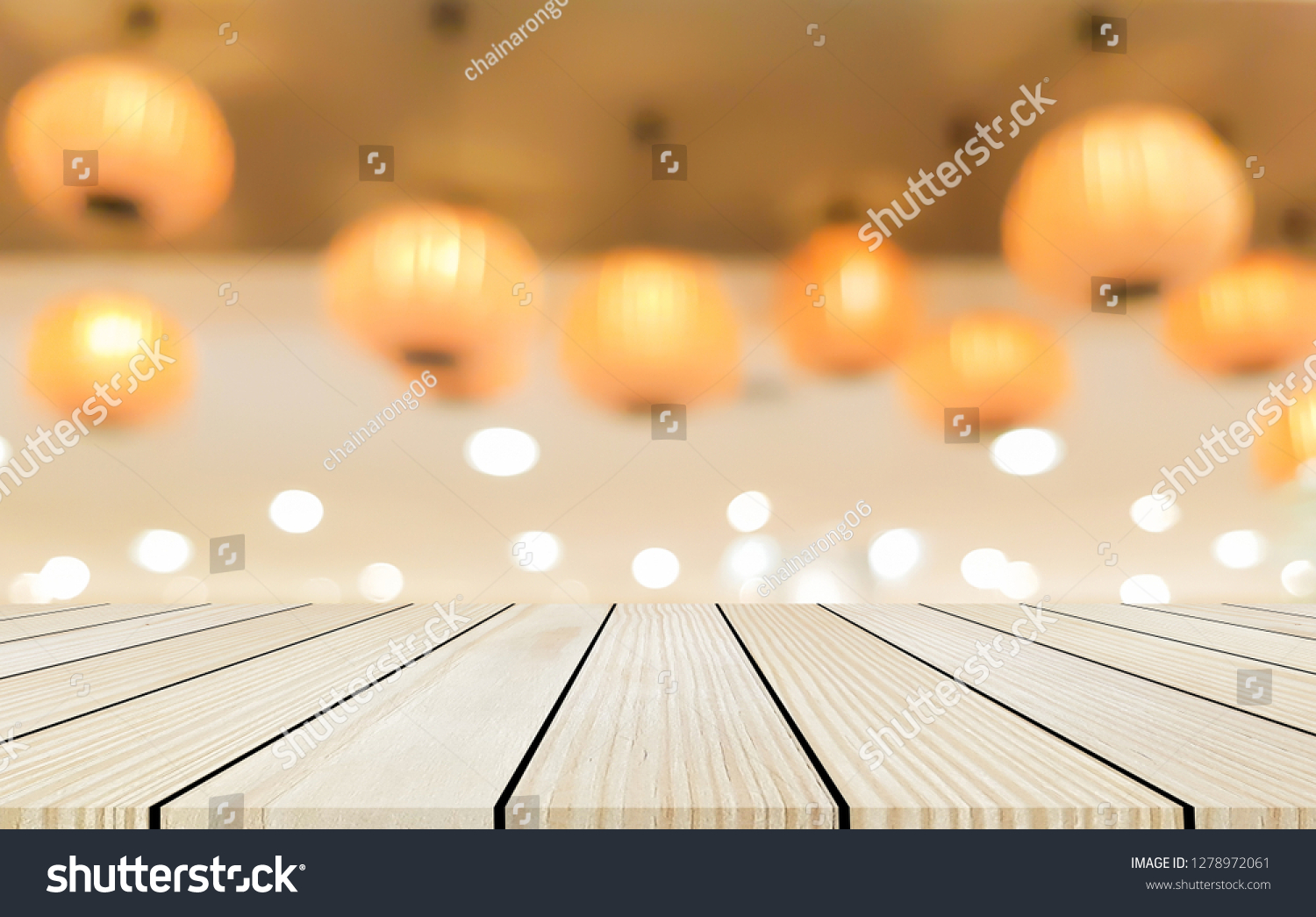 Abstract Blurred Orange Color Chinese Lantern Stock Photo