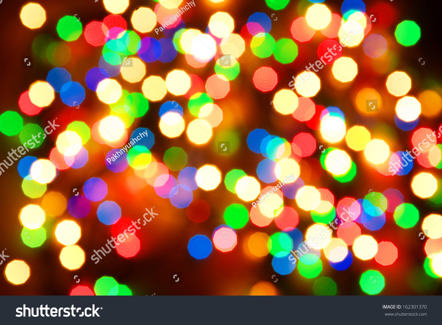 Abstract Christmas Lights Background On Black Stock Photo 162301370 ...