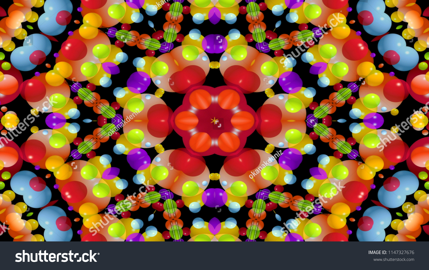 Abstract Colorful Symmetric Pattern Ornamental Decorative Stock