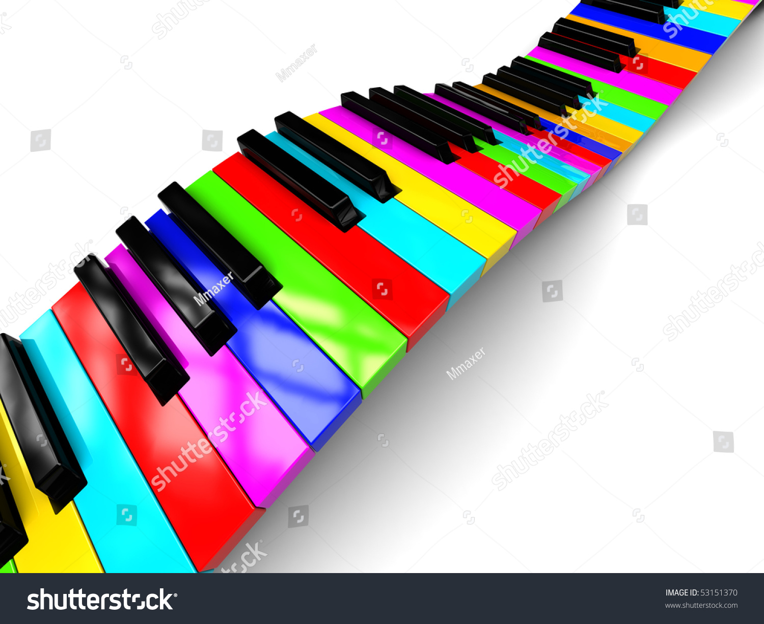 Abstract 3d Illustration Of Colorful Piano Keyboard Over White ...