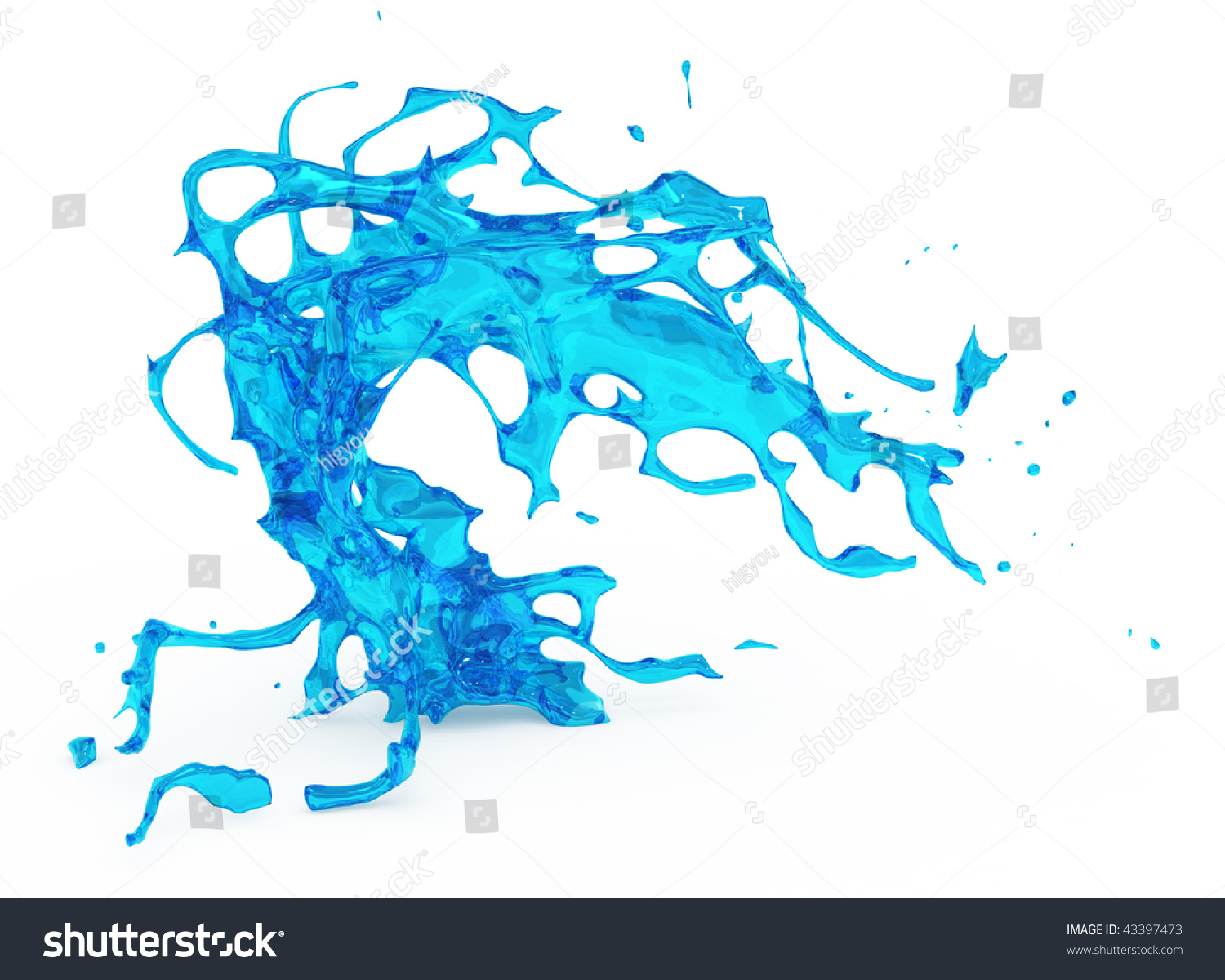 Abstract 3d Water Element Shape, Over White, Isolated Stock Photo ...