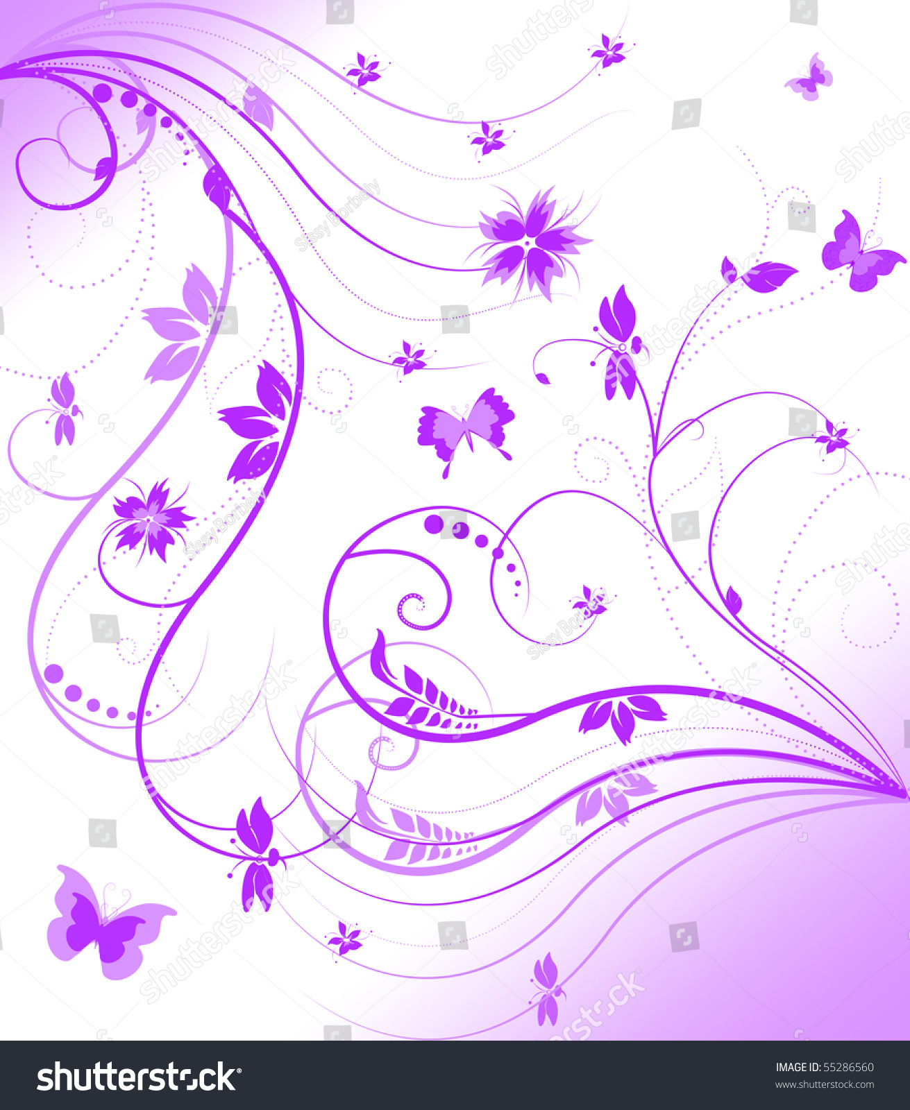 Abstract Floral Background With Butterflies Stock Photo 55286560 ...