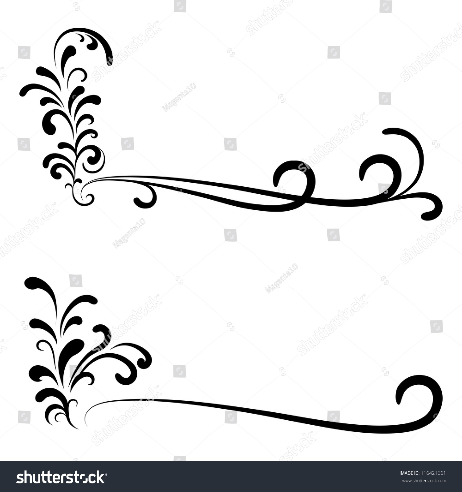 Abstract Floral Corners Design Elements Isolated Stock Illustration ...