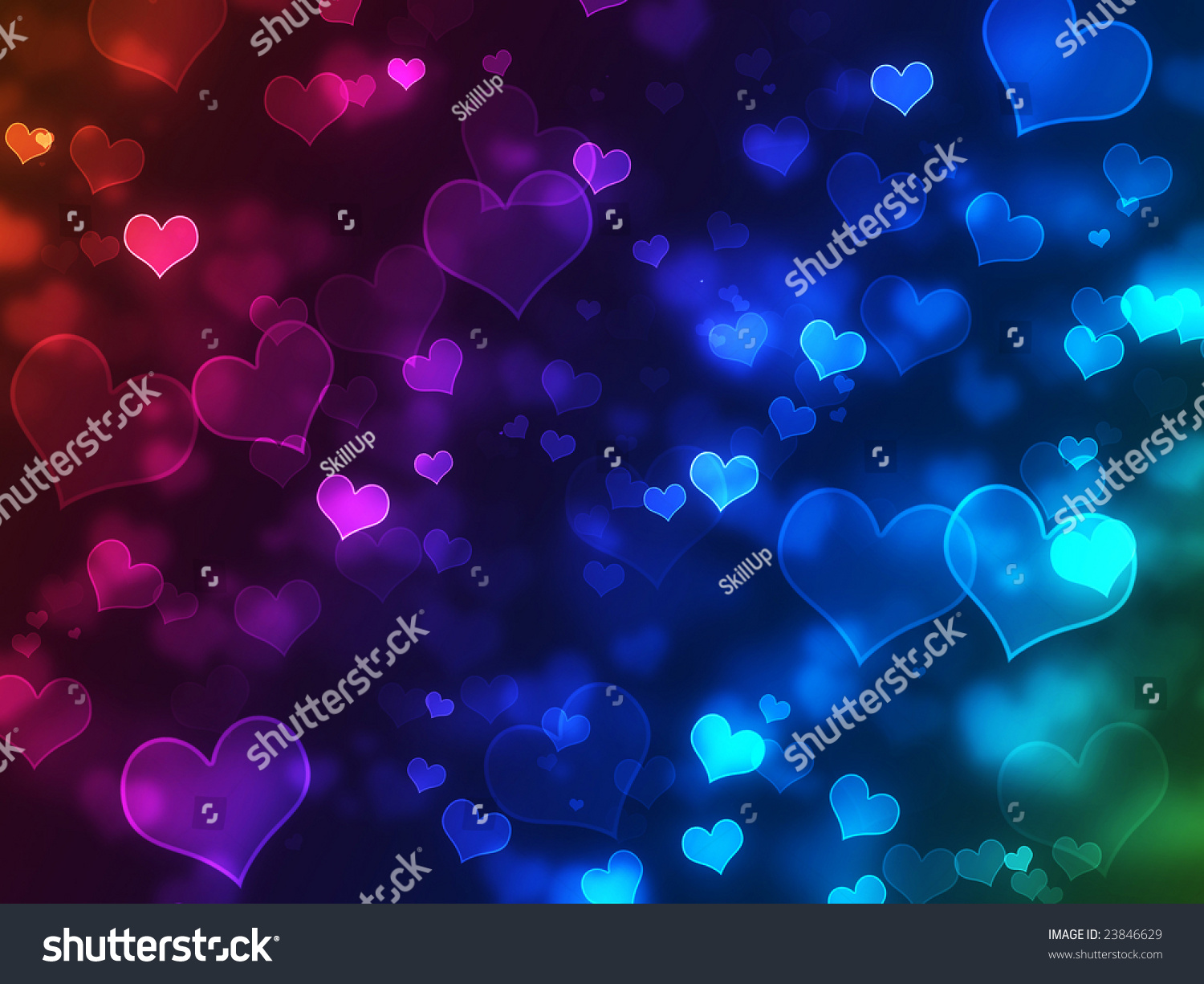 Abstract Glowing Hearts On A Colorful Background Stock Photo 23846629 ...