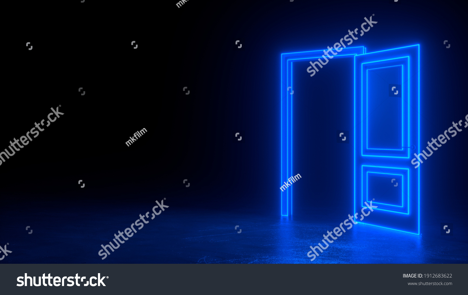 Abstract Open Door Universe Cyberpunk Neon Stock Illustration ...