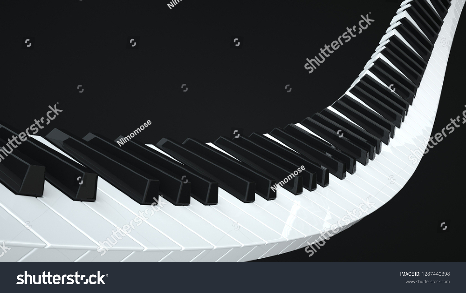 Abstract Piano Keyboard Isolated On Black Stock Illustration 1287440398