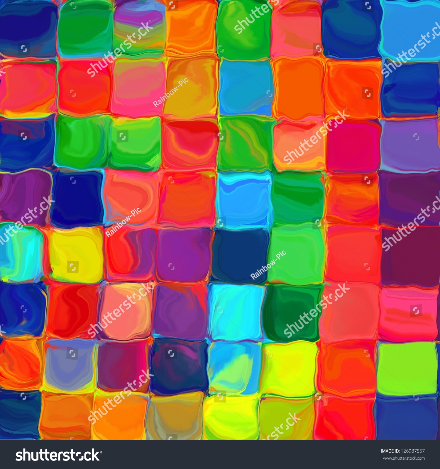 Abstract Rainbow Colorful Tiles Mosaic Painting Geometric Pattern ...