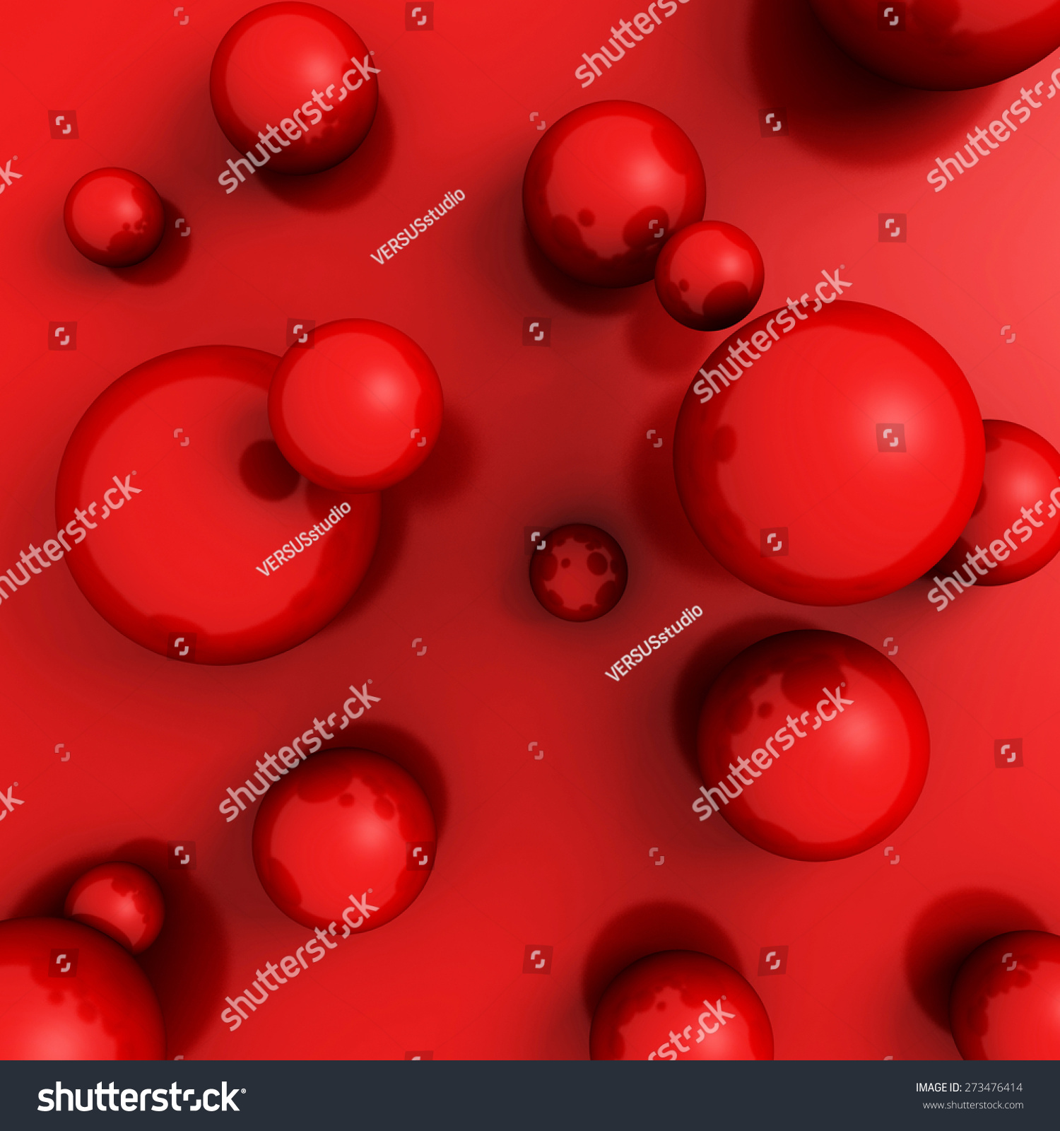 Abstract Red Shiny Spheres Background. 3d Render Illustration ...