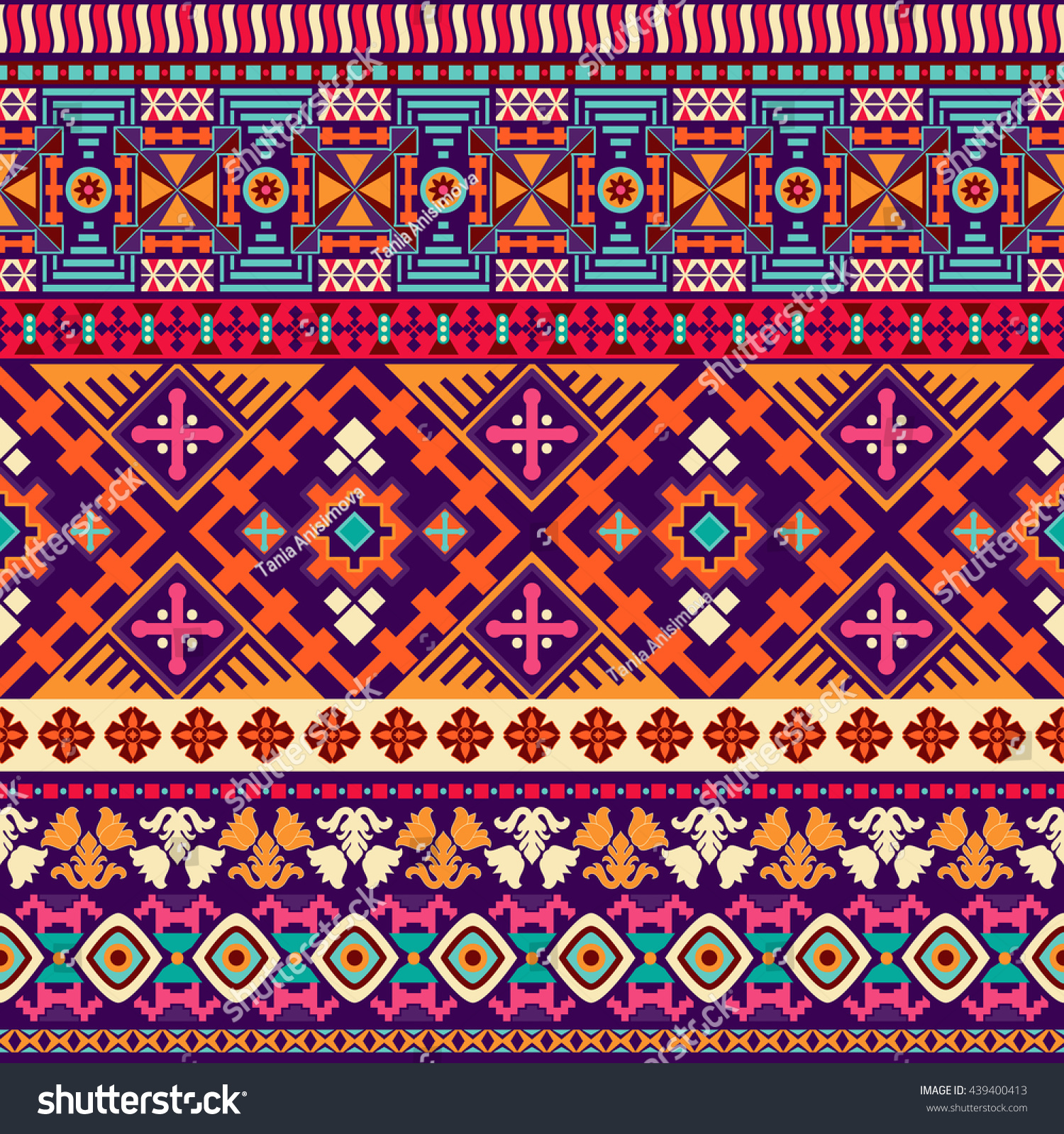 Abstract Seamless Pattern Boho Style Geometric Stock Illustration ...