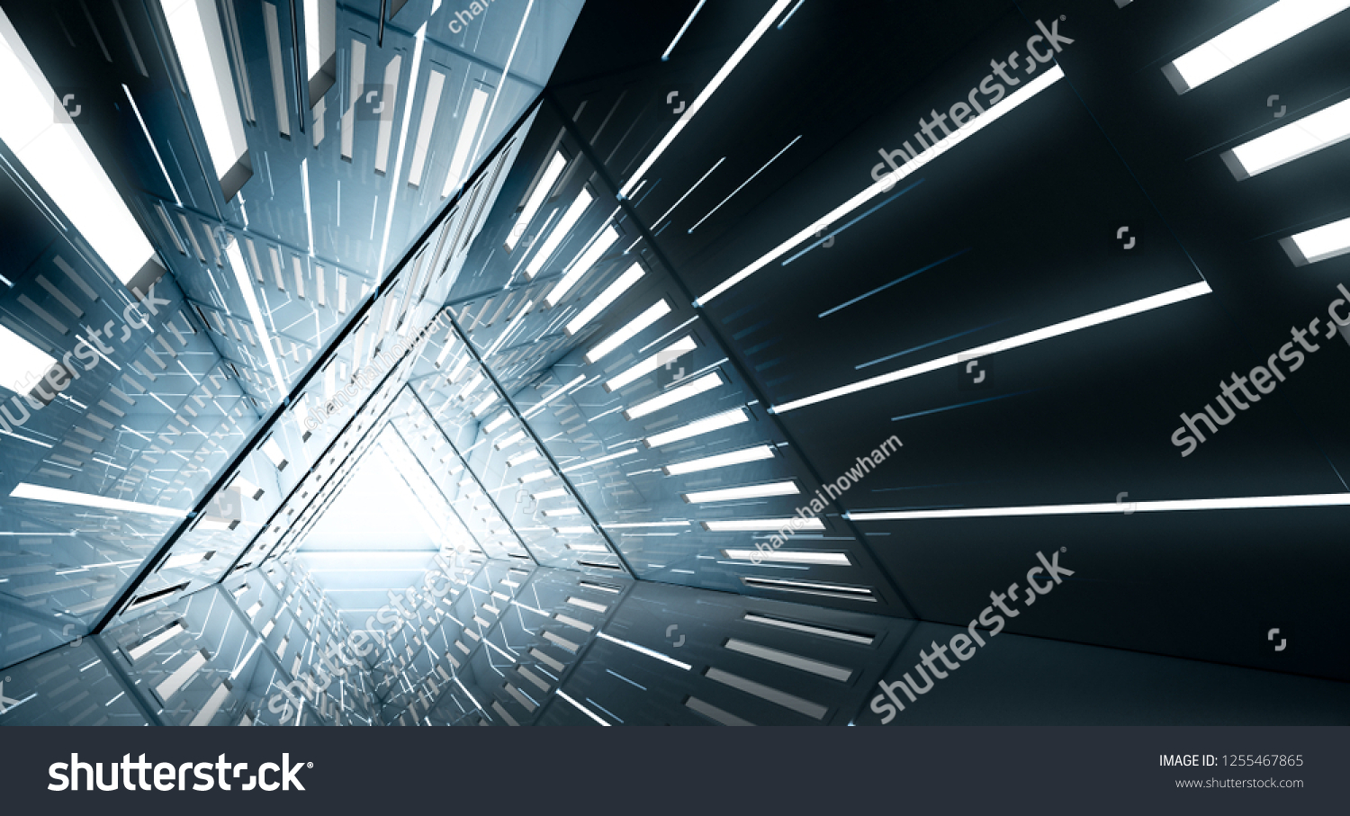 Abstract Triangle Spaceship Corridor Futuristic Tunnel