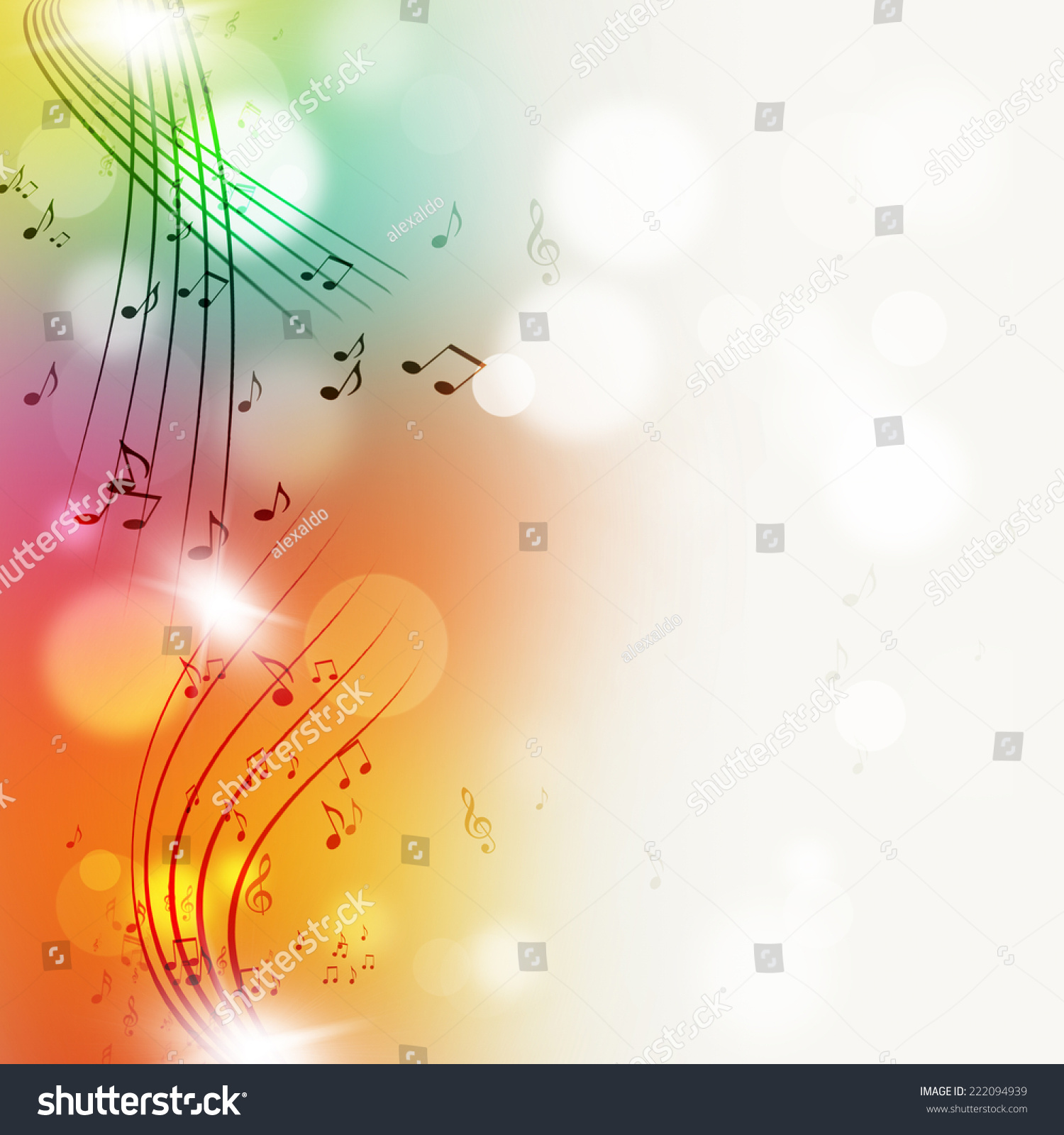 Abtract Music Notes Multicolor Bright Background Stock 