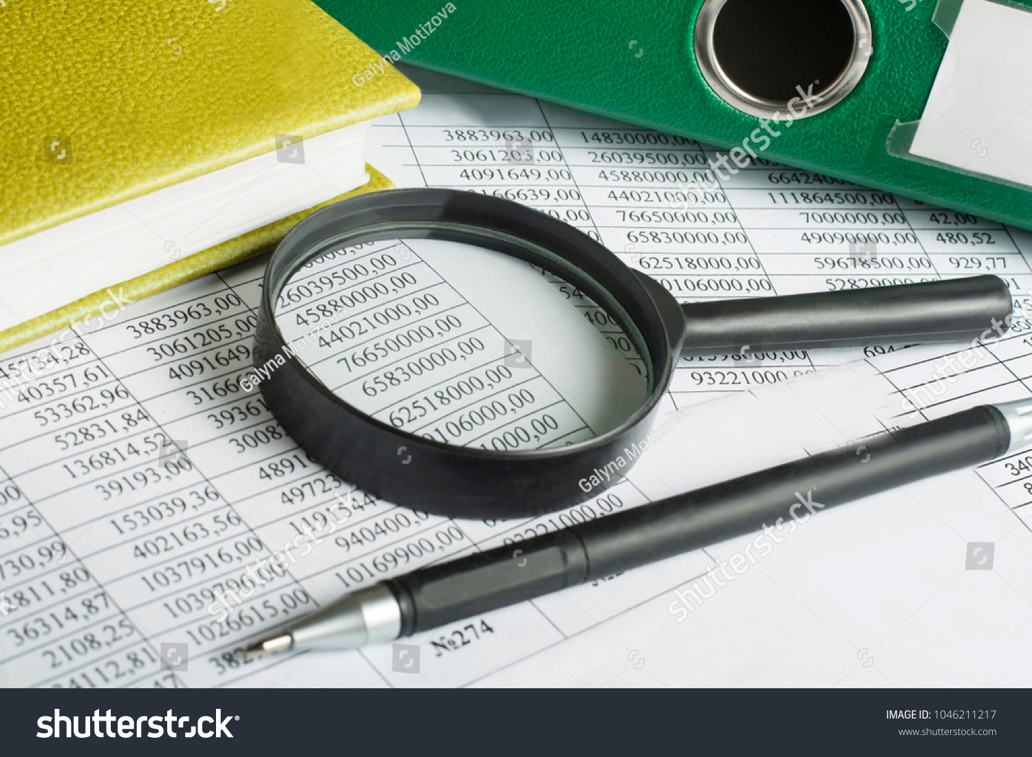 Accounting Books Magnifying Glass Pen On Stock Photo Edit Now