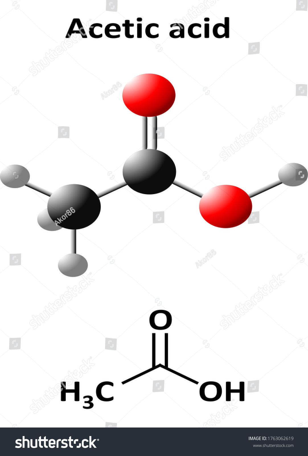 酢酸エタン酸は 無色の液状有機化合物であり 化学式ch3cooh Ch3co2h C2h4o2 Hc2h3o2とも表記 で示される のイラスト素材