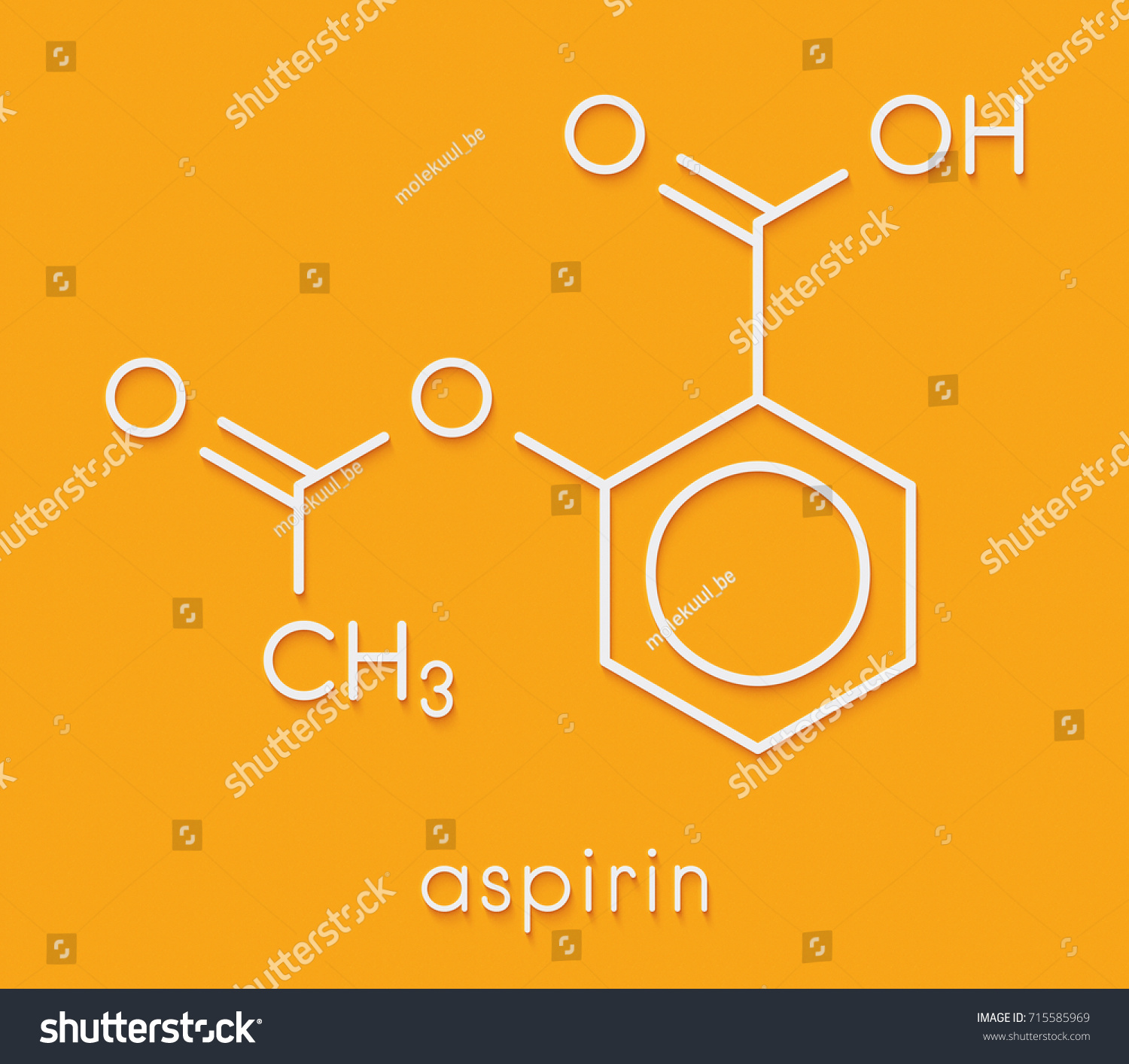 Acetylsalicylic Acid Aspirin Drug Molecule Skeletal Stock Illustration 715585969 2101