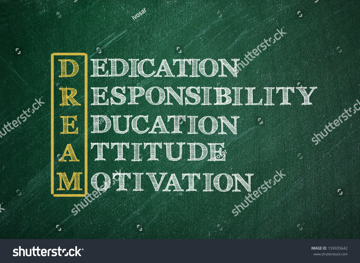 Acronym Dream On School Green Chalkboard Stock Illustration 159935642 ...