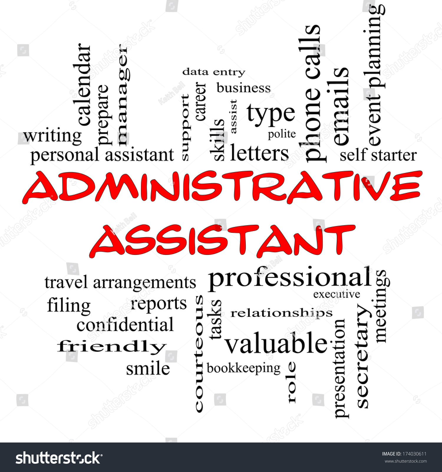 Administrative Assistant Word Cloud Concept Red Stock Illustration ...