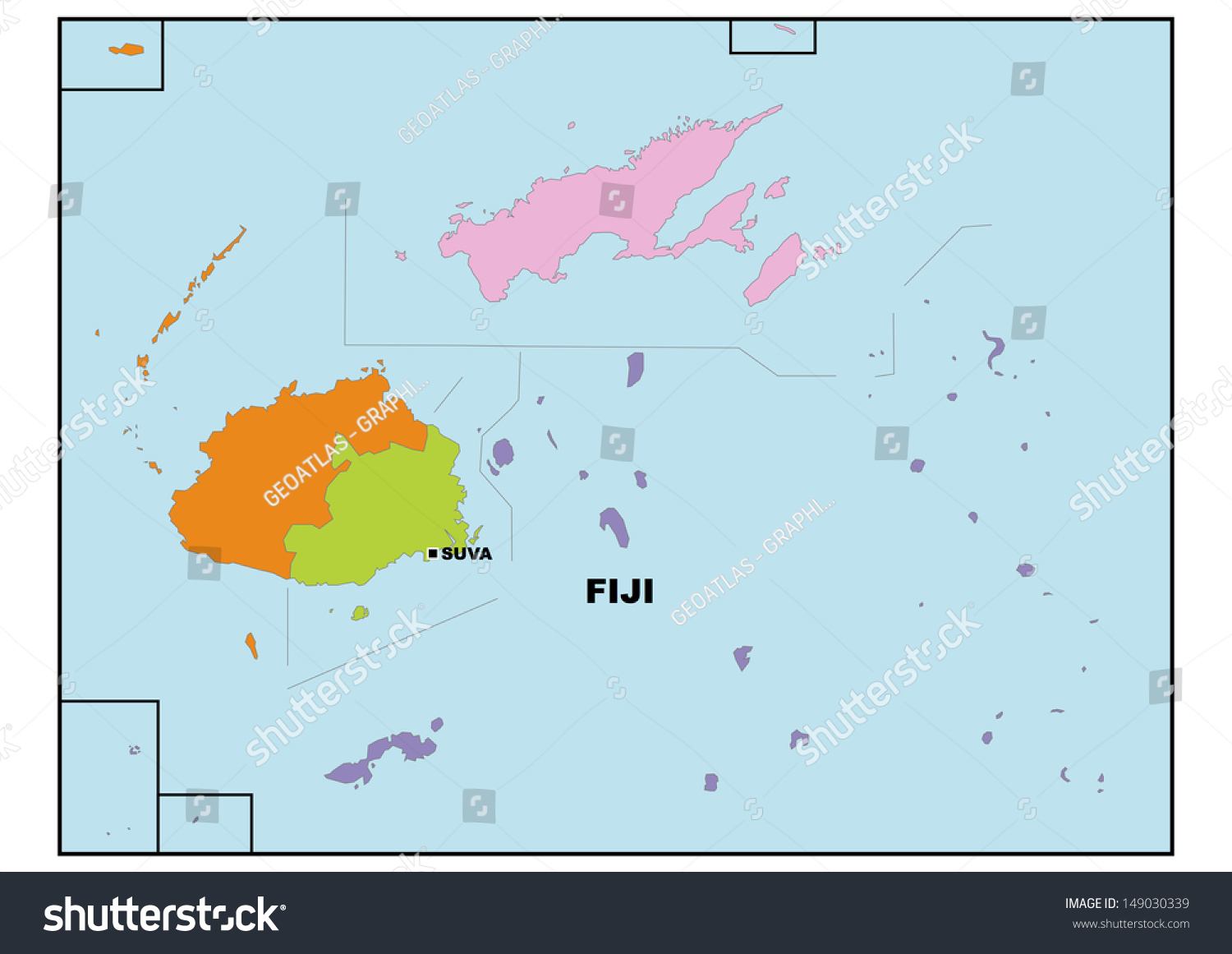 Administrative Map Fiji Stock Illustration 149030339 | Shutterstock