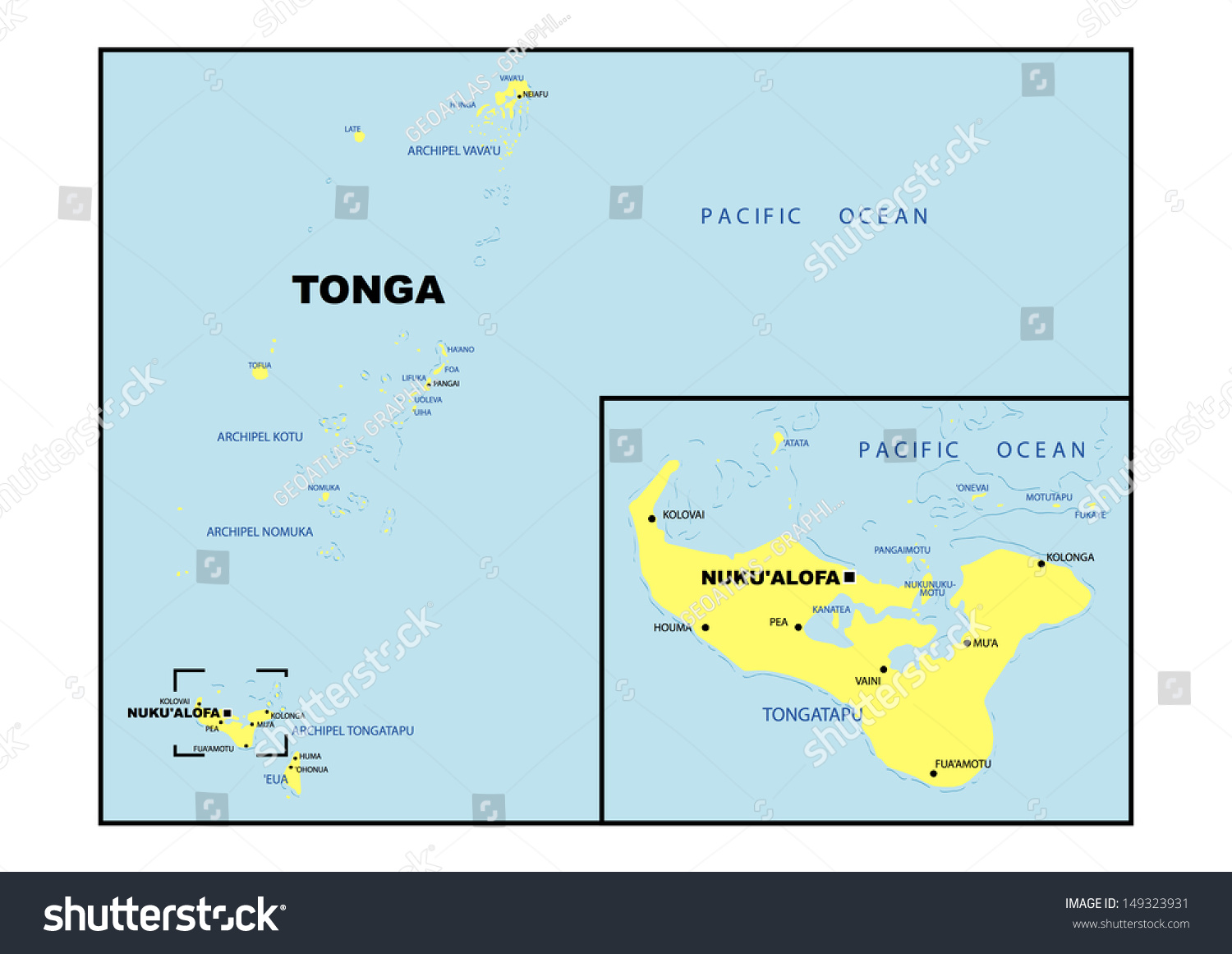 Administrative Map Tonga Stock Illustration 149323931