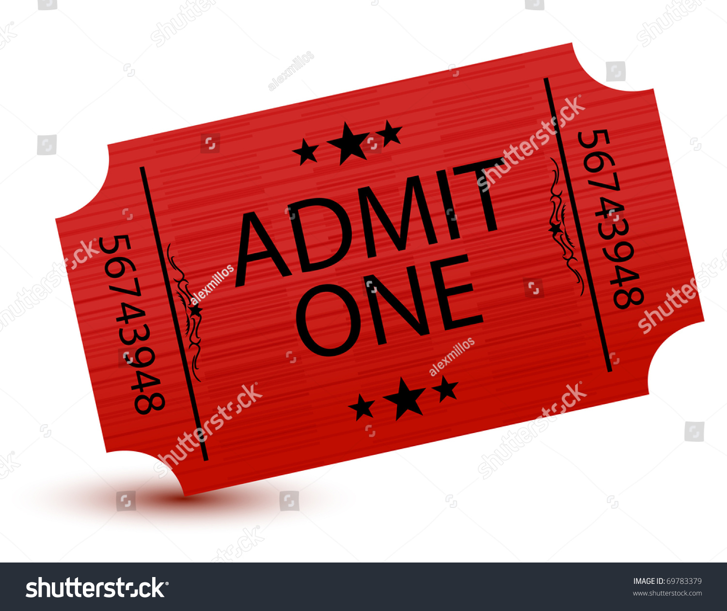 Admit One Movie Ticket Isolated On White Stock Photo 69783379 ...